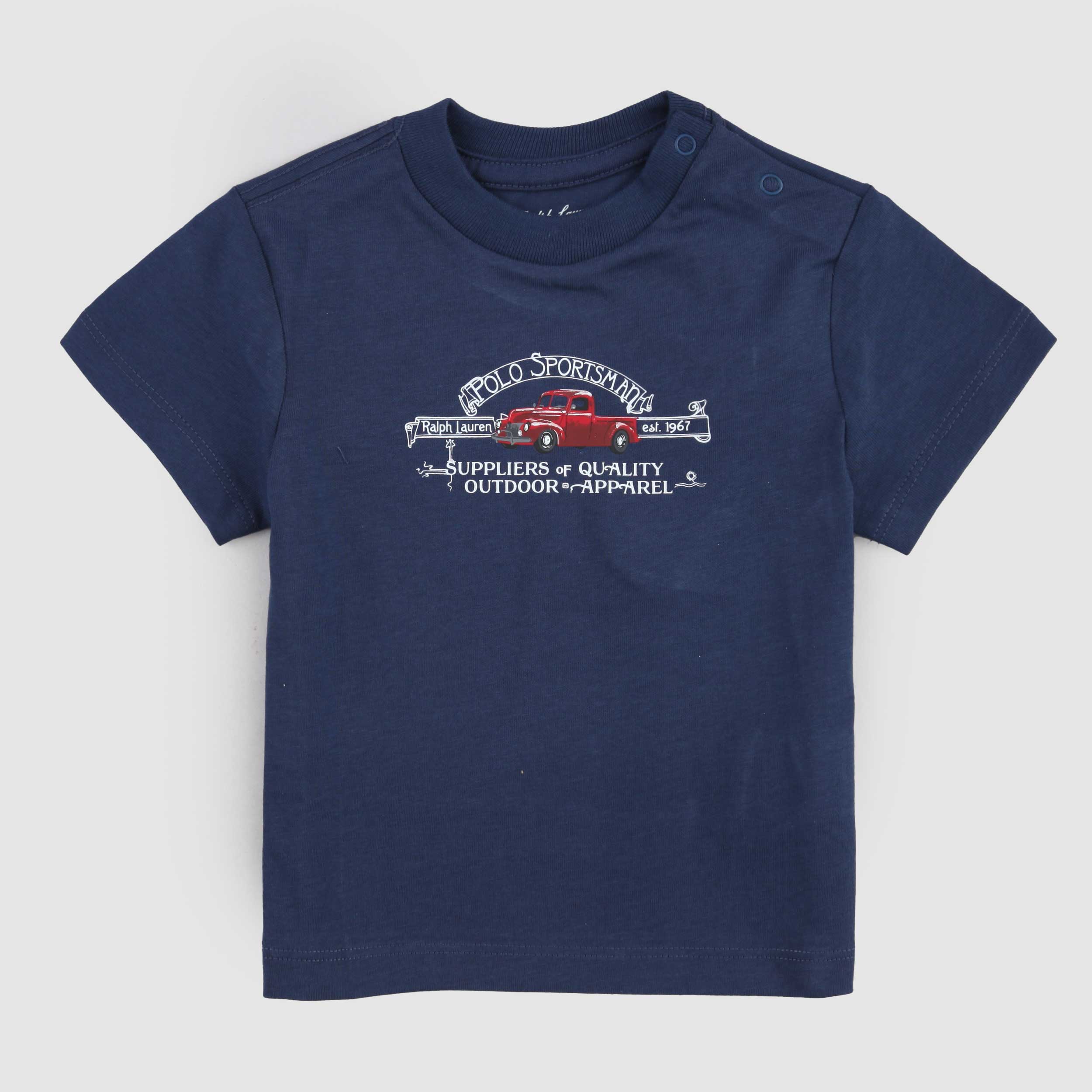 T-shirt Blu Girocollo a Mezza Manica per Neonato by RALPH LAUREN