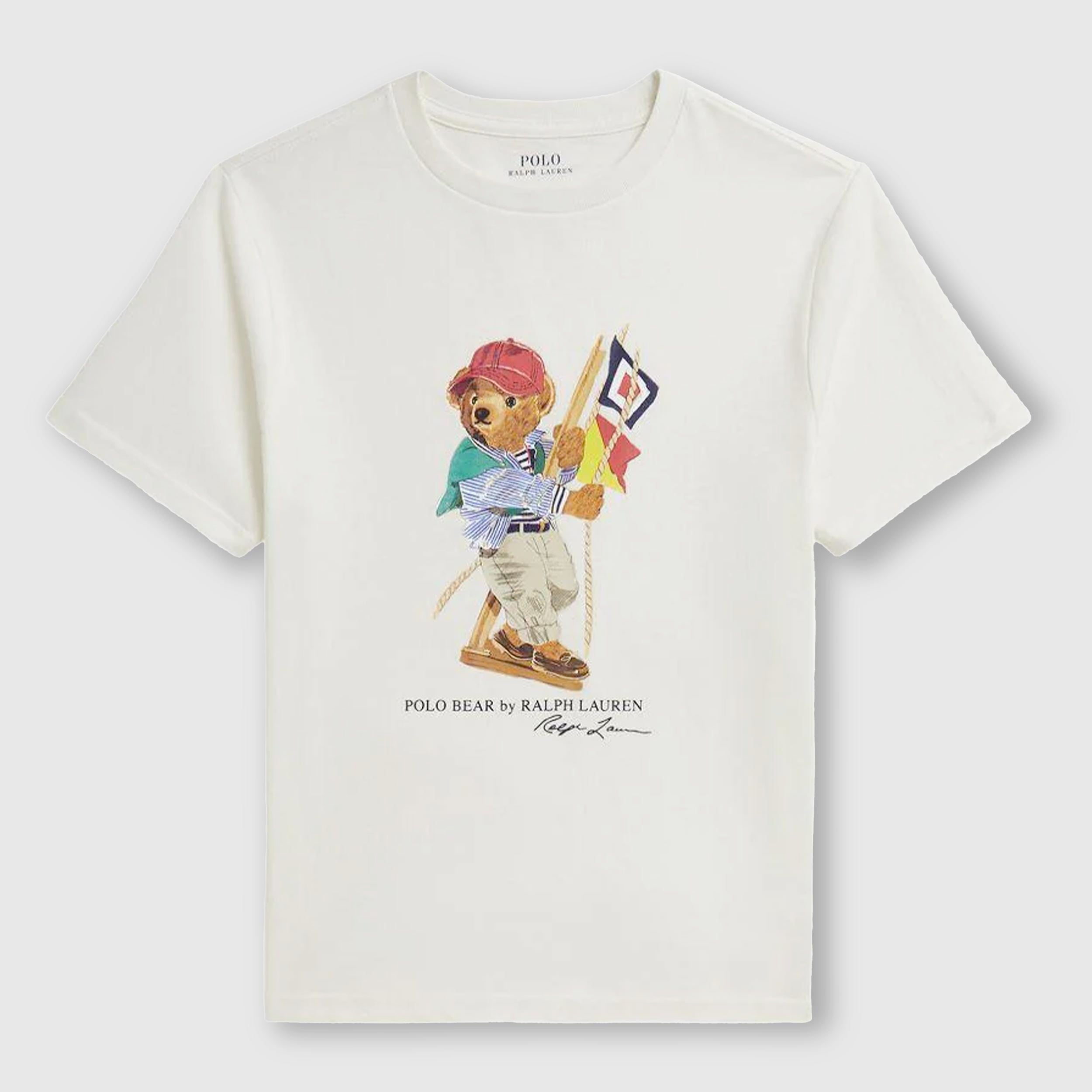 White T-shirt with ribbed applique by RALPH LAUREN