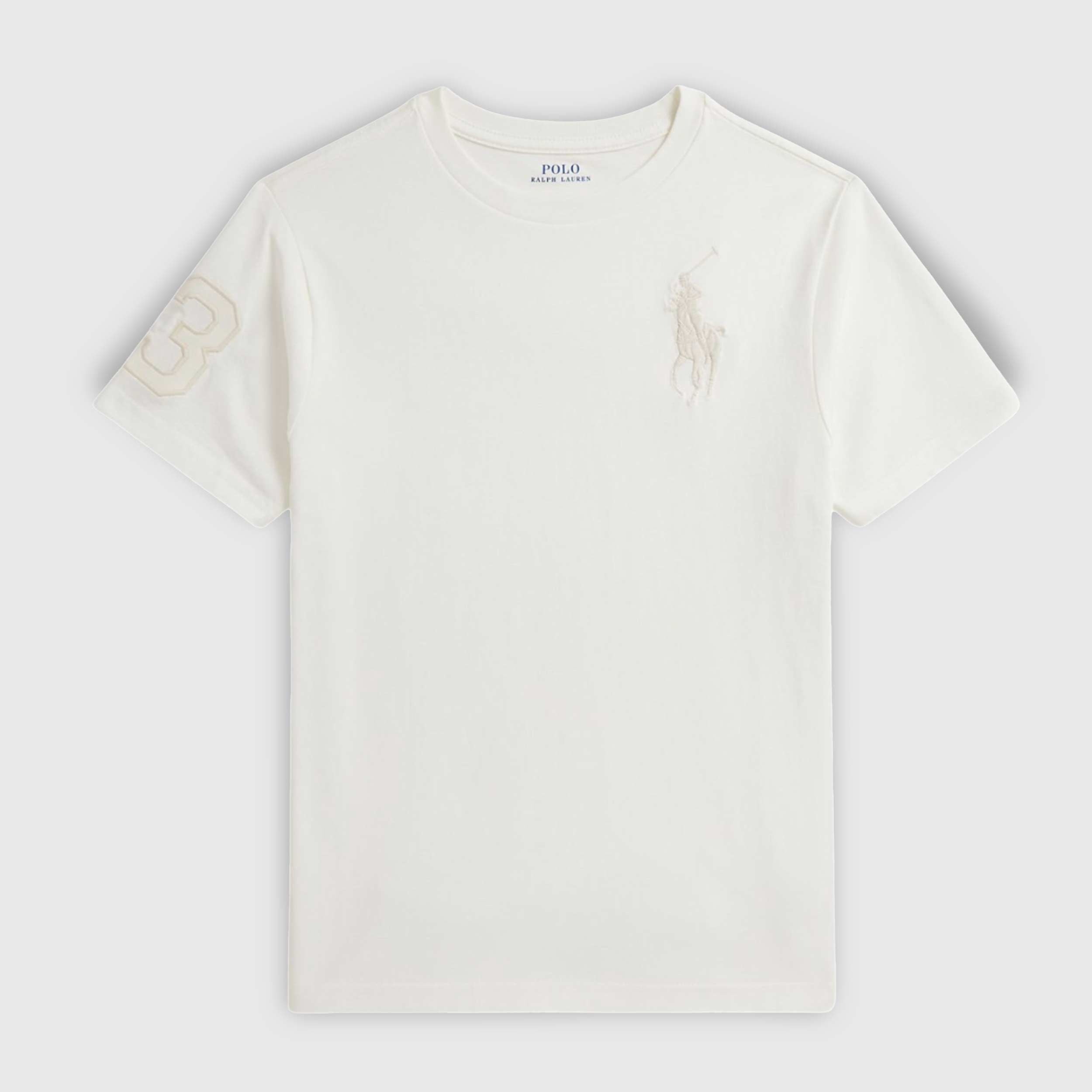 T-shirt Bianca con Logo Beige Firmata RALPH LAUREN
