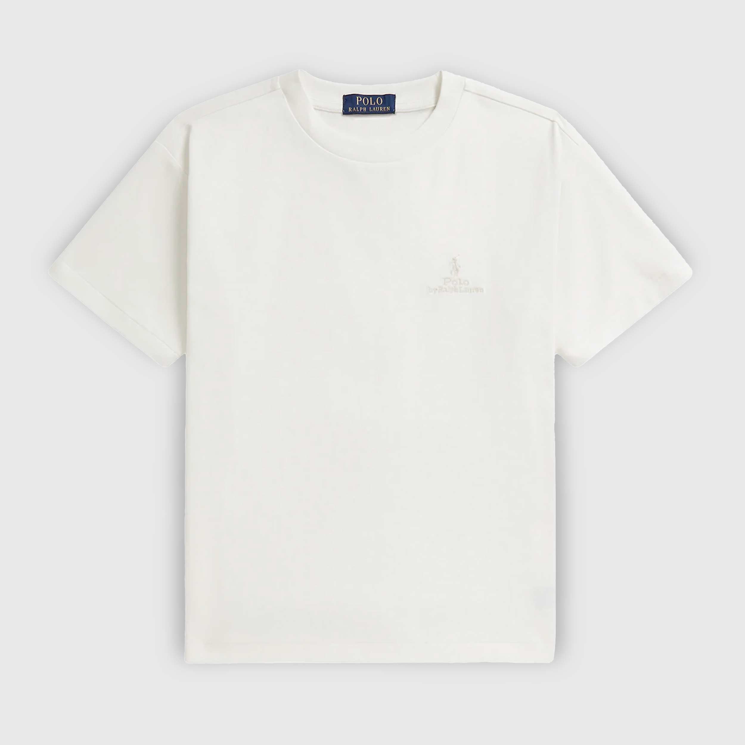 T-shirt Latte con Stampa a Rilievo Firmata RALPH LAUREN