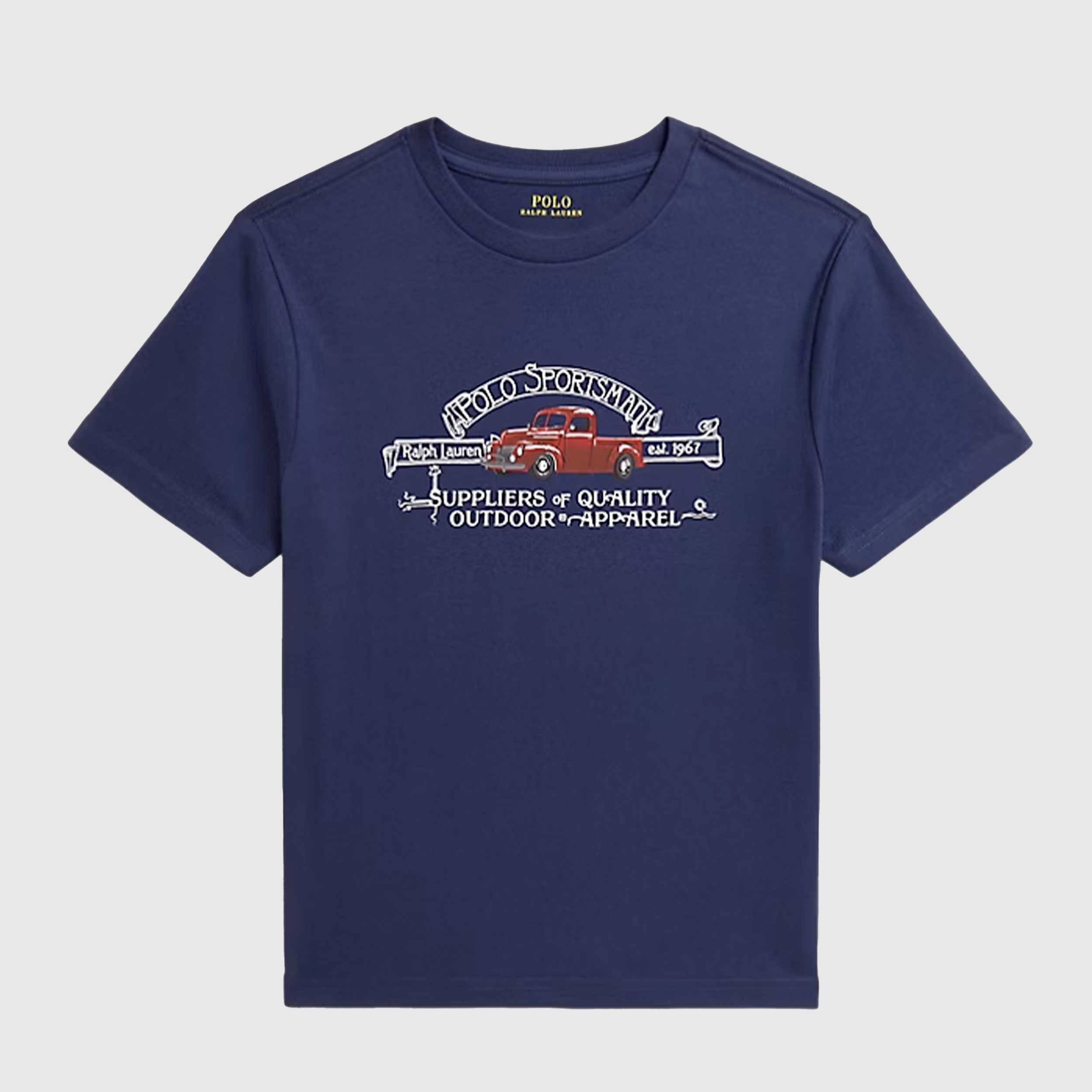 Blue Half Sleeve T-shirt for Boy Signed RALPH LAUREN