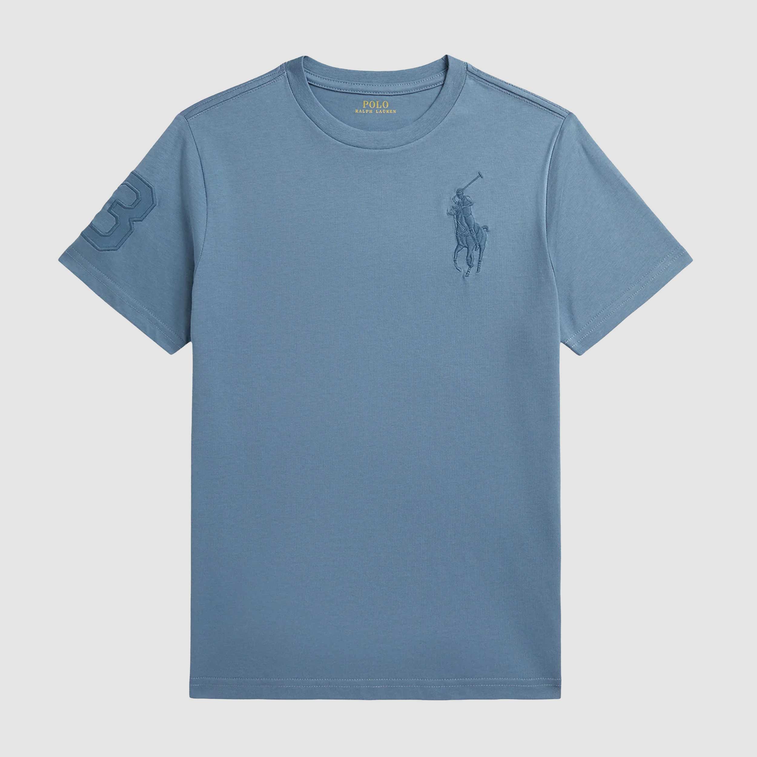 T-shirt Blu Chiaro con Logo Scuro Firmata RALPH LAUREN
