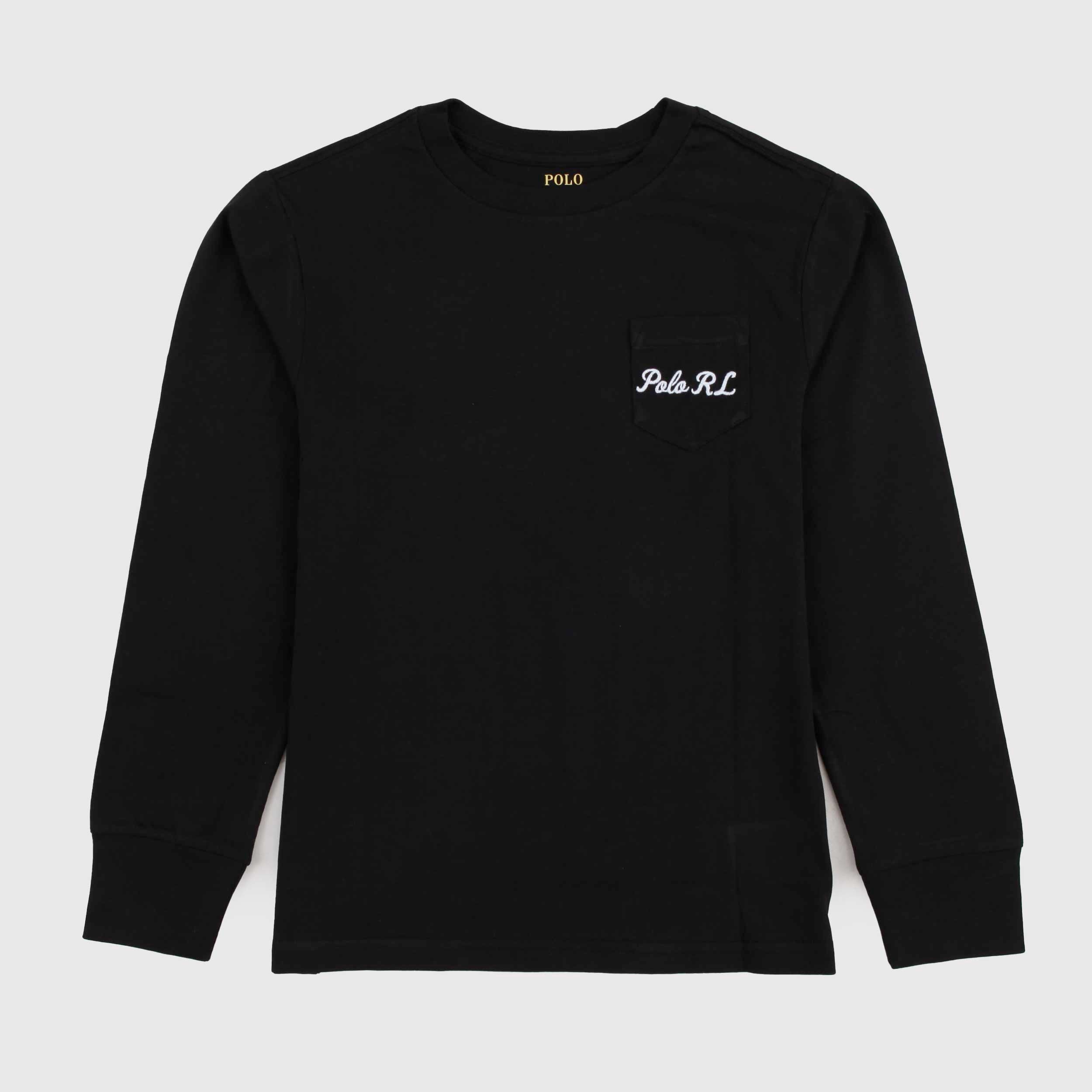 T-shirt Nera a Manica Lunga per Ragazzi Firmata RALPH LAUREN