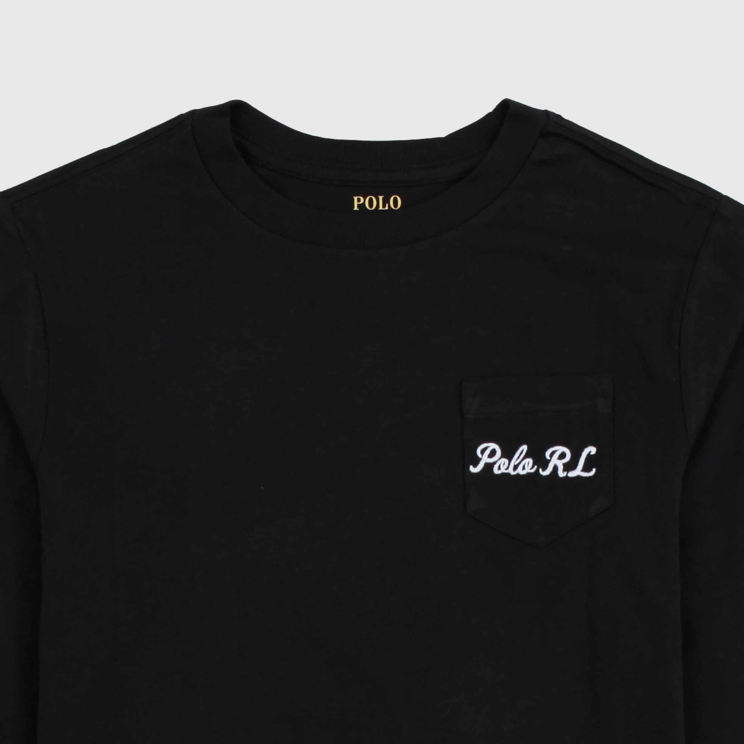 T-shirt Nera a Manica Lunga per Ragazzi Firmata RALPH LAUREN