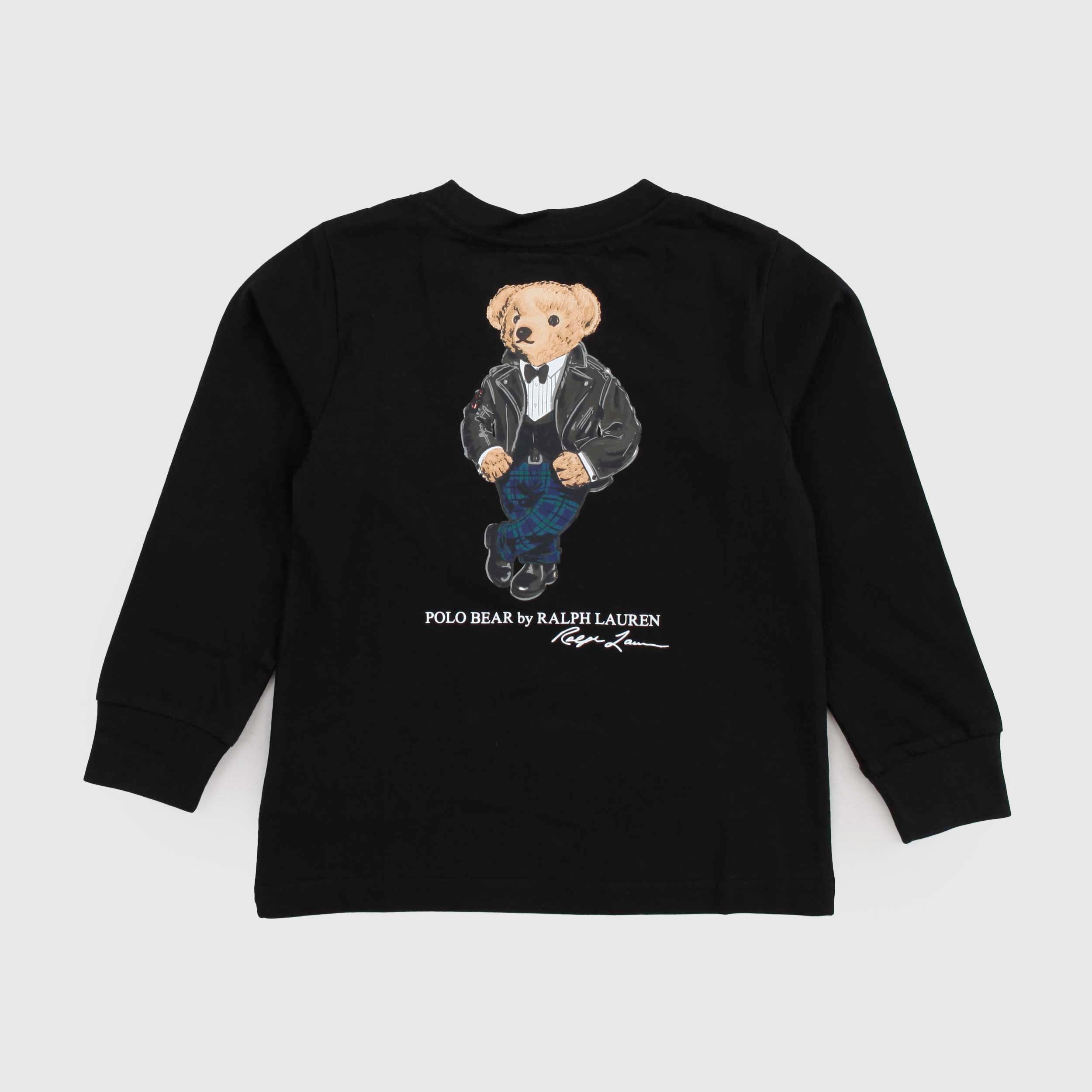 T-shirt Nera a Manica Lunga per Bambino by RALPH LAUREN