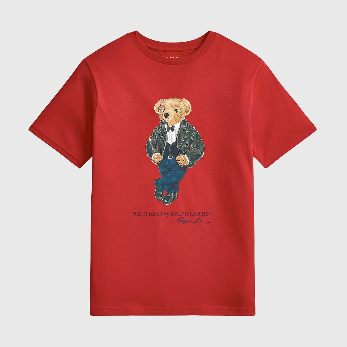 T-shirt Rossa con Stampa Teddy per Bambini RALPH LAUREN