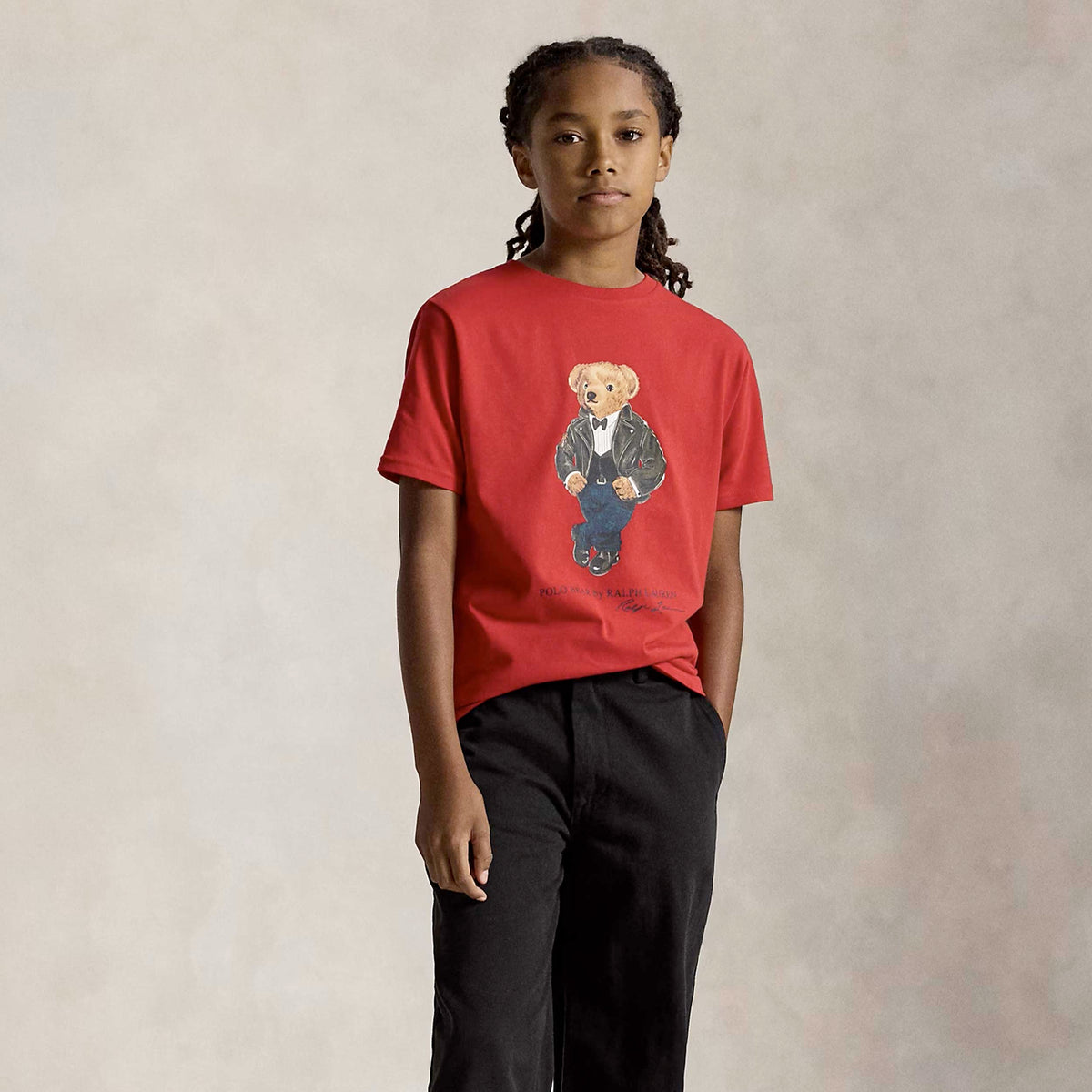 T-shirt Rossa con Stampa Teddy per Ragazzi RALPH LAUREN