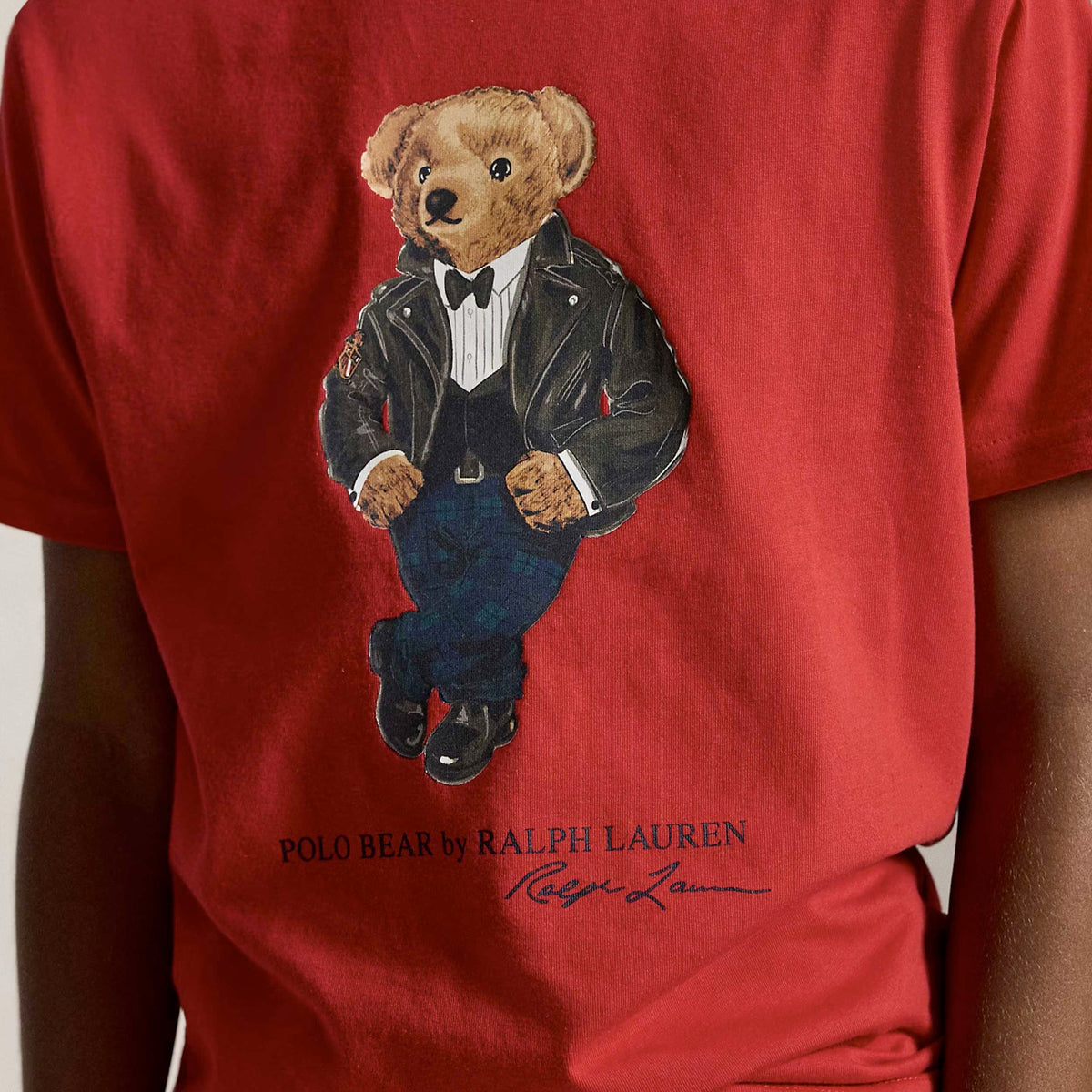 T-shirt Rossa con Stampa Teddy per Ragazzi RALPH LAUREN