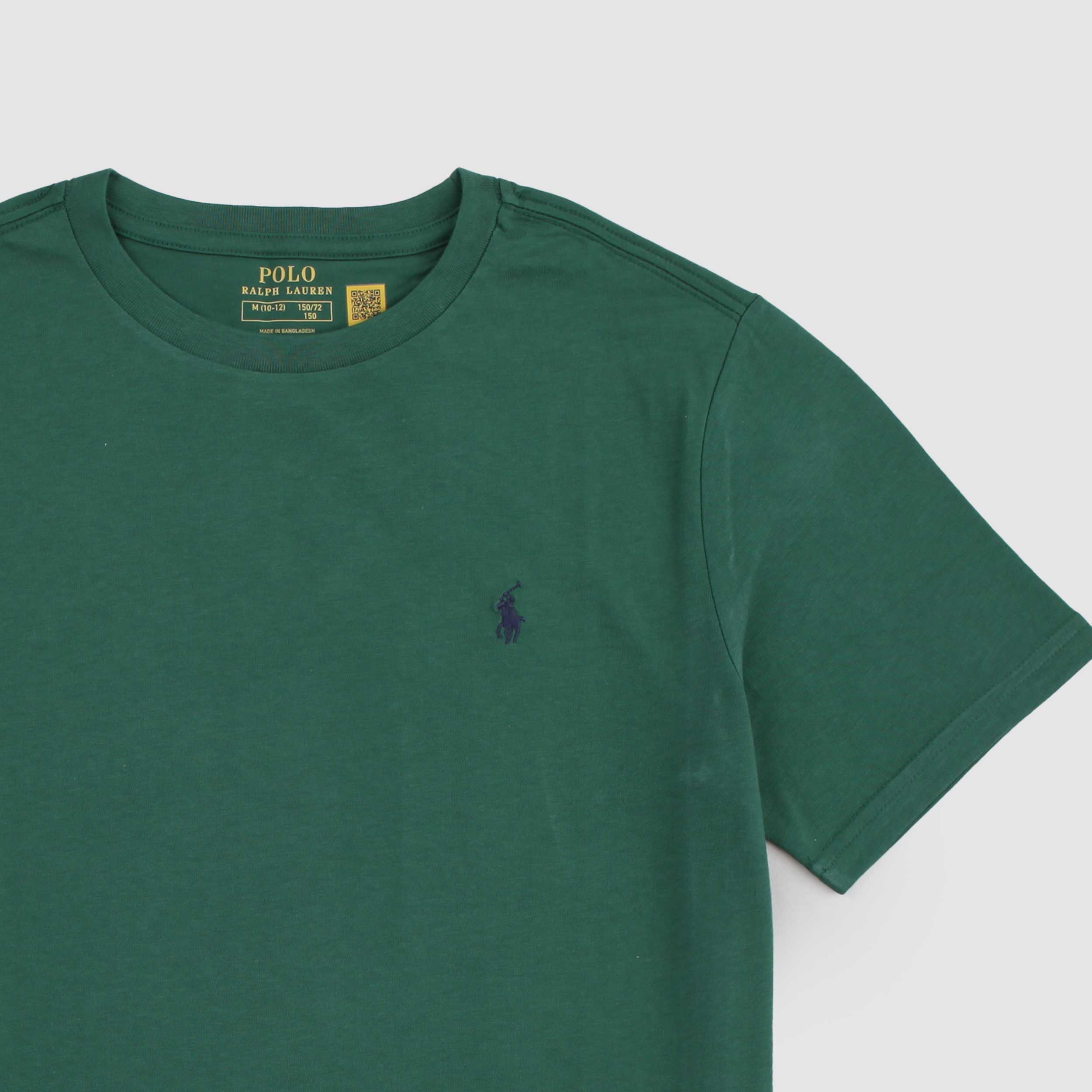 T-shirt Verde a Mezza Manica con Logo Blu By RALPH LAUREN