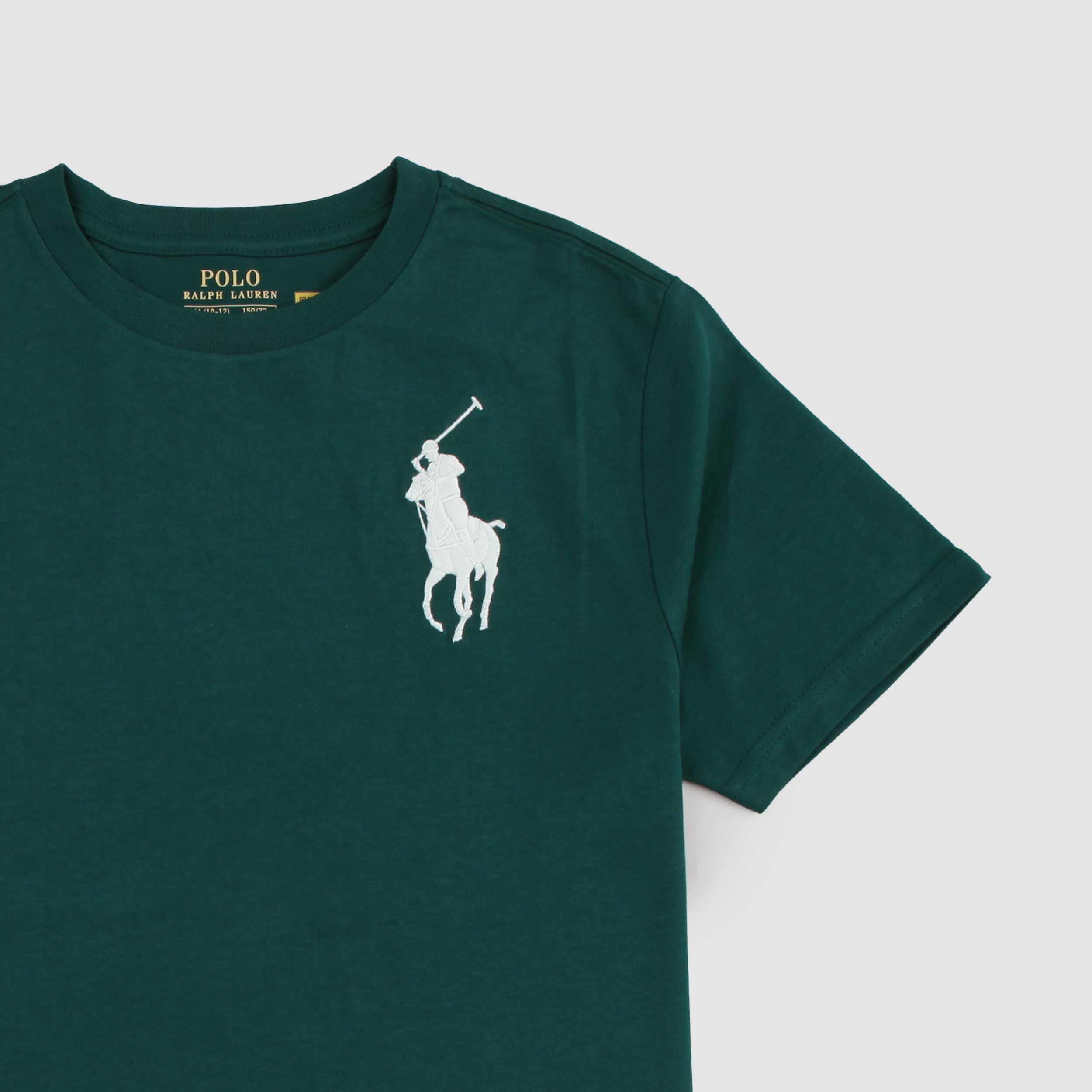T-shirt Verde con Maxi Ricami Bianchi By RALPH LAUREN