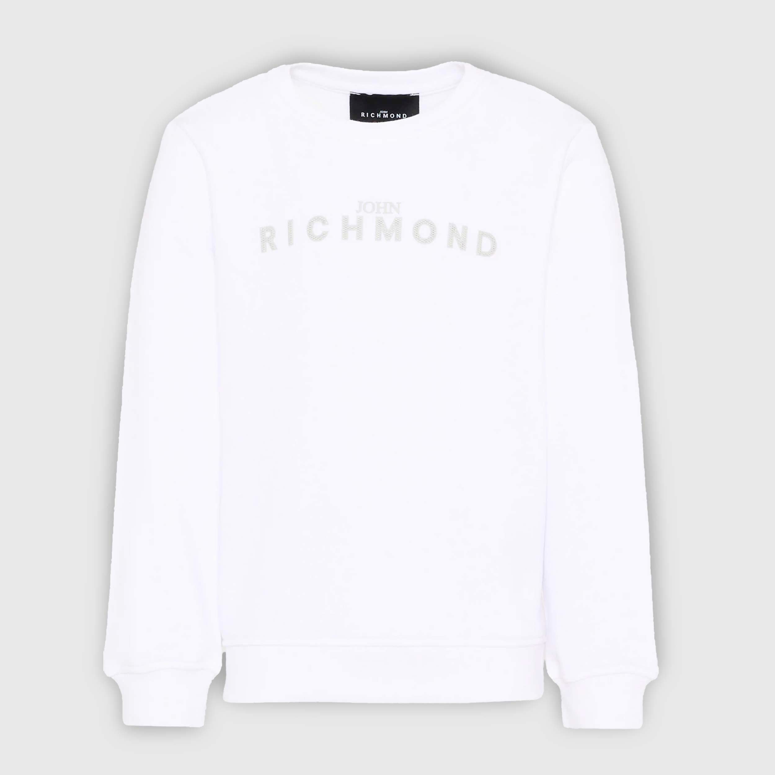 Felpa Bianca con Logo Grigio By JOHN RICHMOND