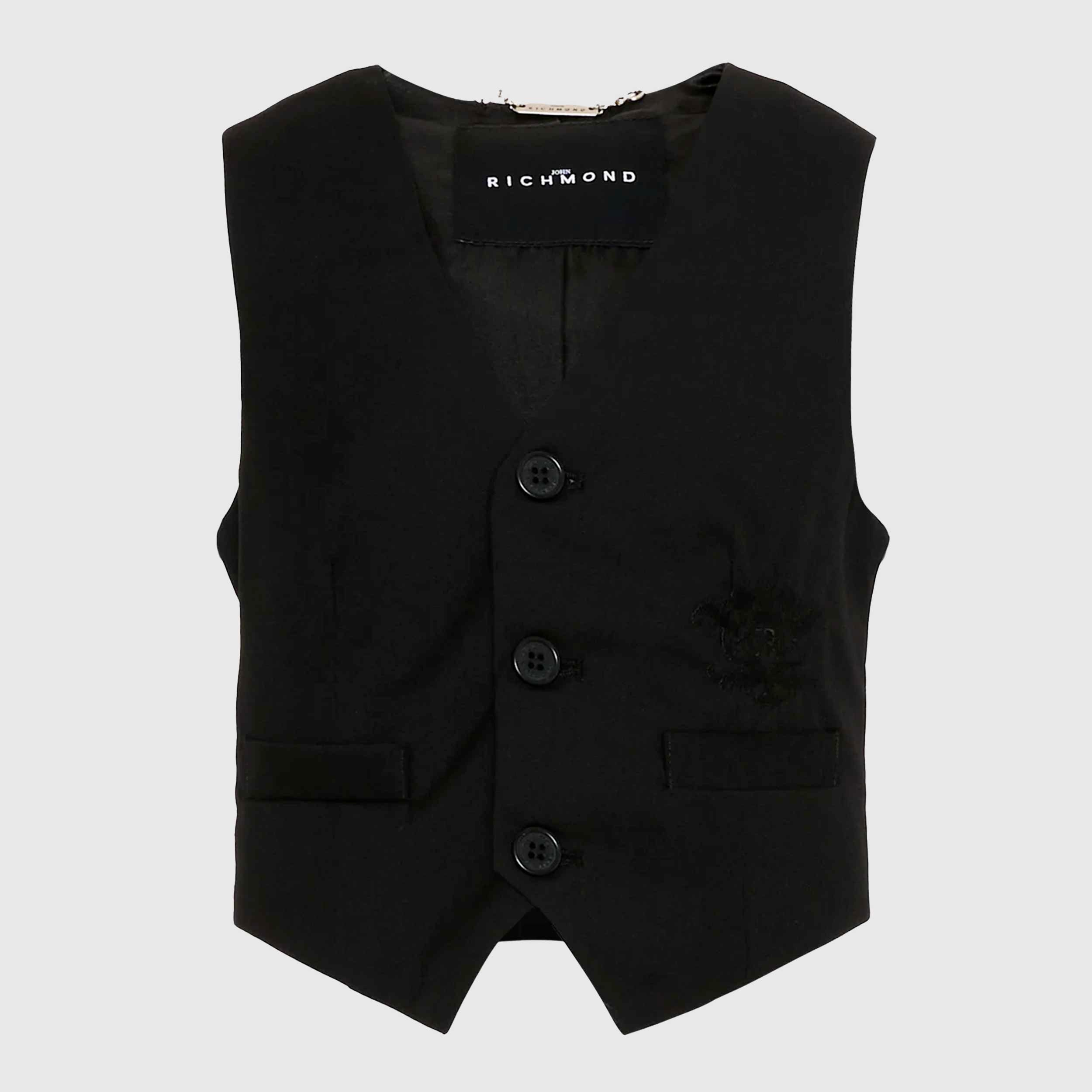 Gilet Nero da Ragazzo con Ricami By JOHN RICHMOND