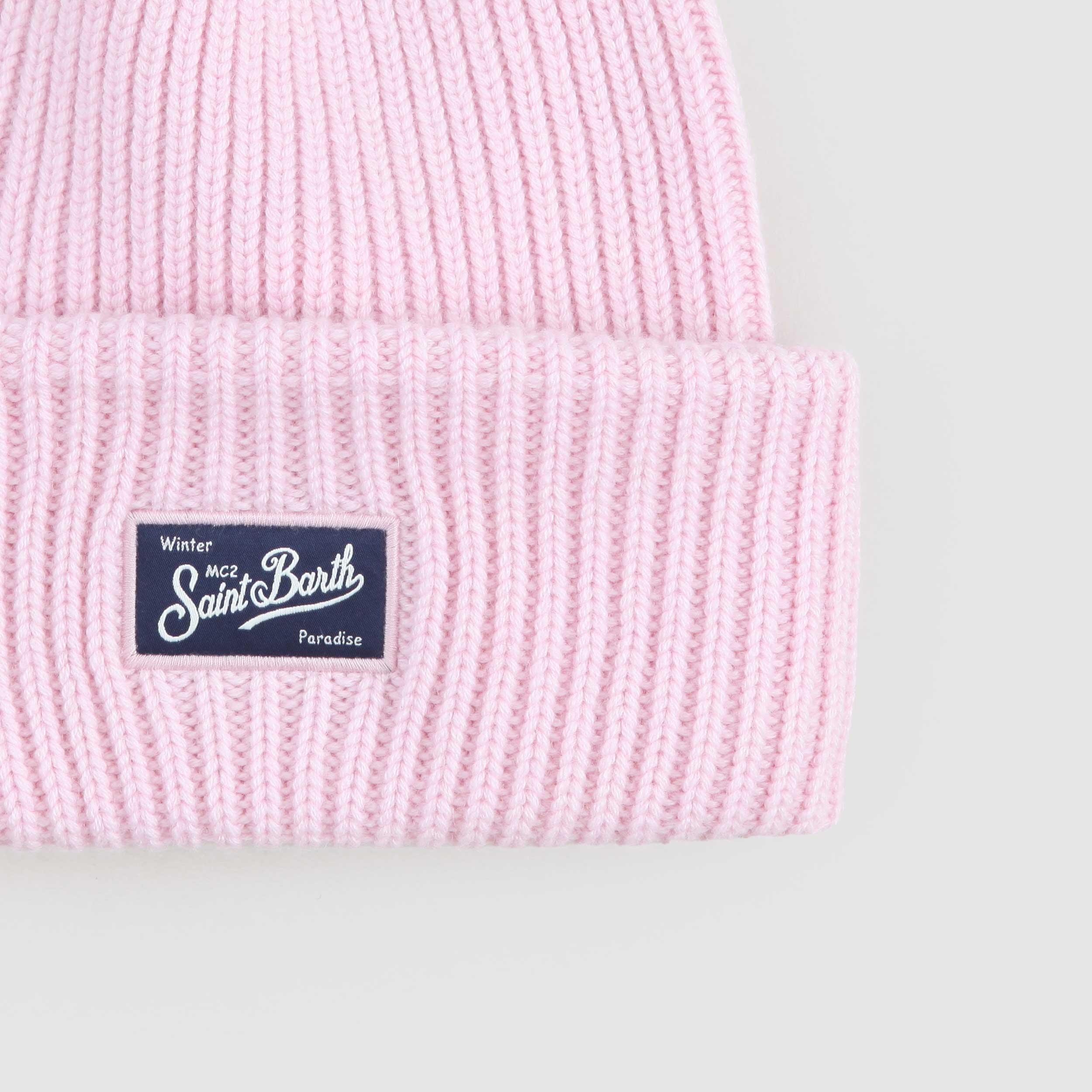 MC2 SAINT BARTH Berry Ribbed Pink Beanie 