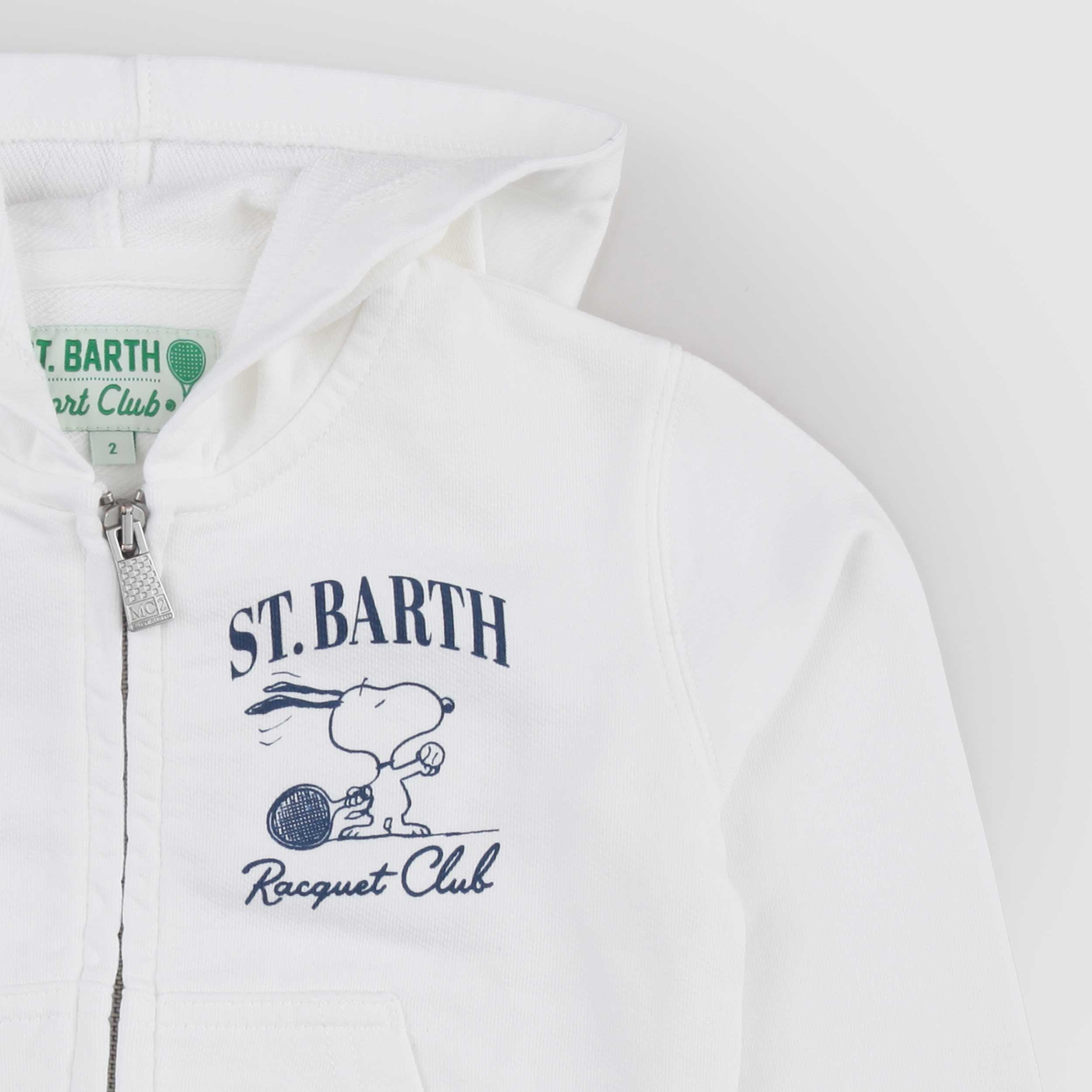 White Sweatshirt with Blue Print by MC2 SAINT BARTH