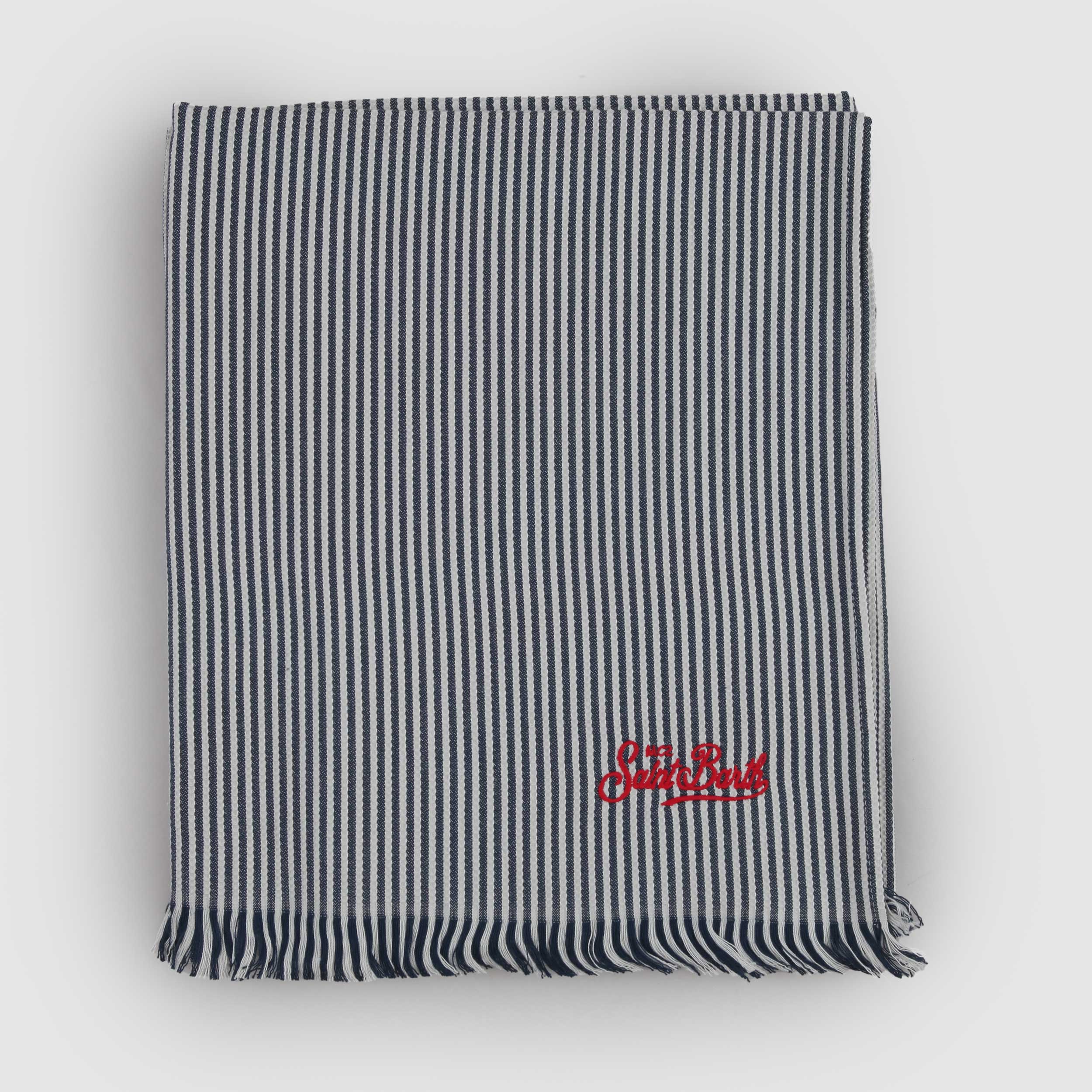 Telo Bagno Bianco e Blu a Righe Firmato MC2 SAINT BARTH