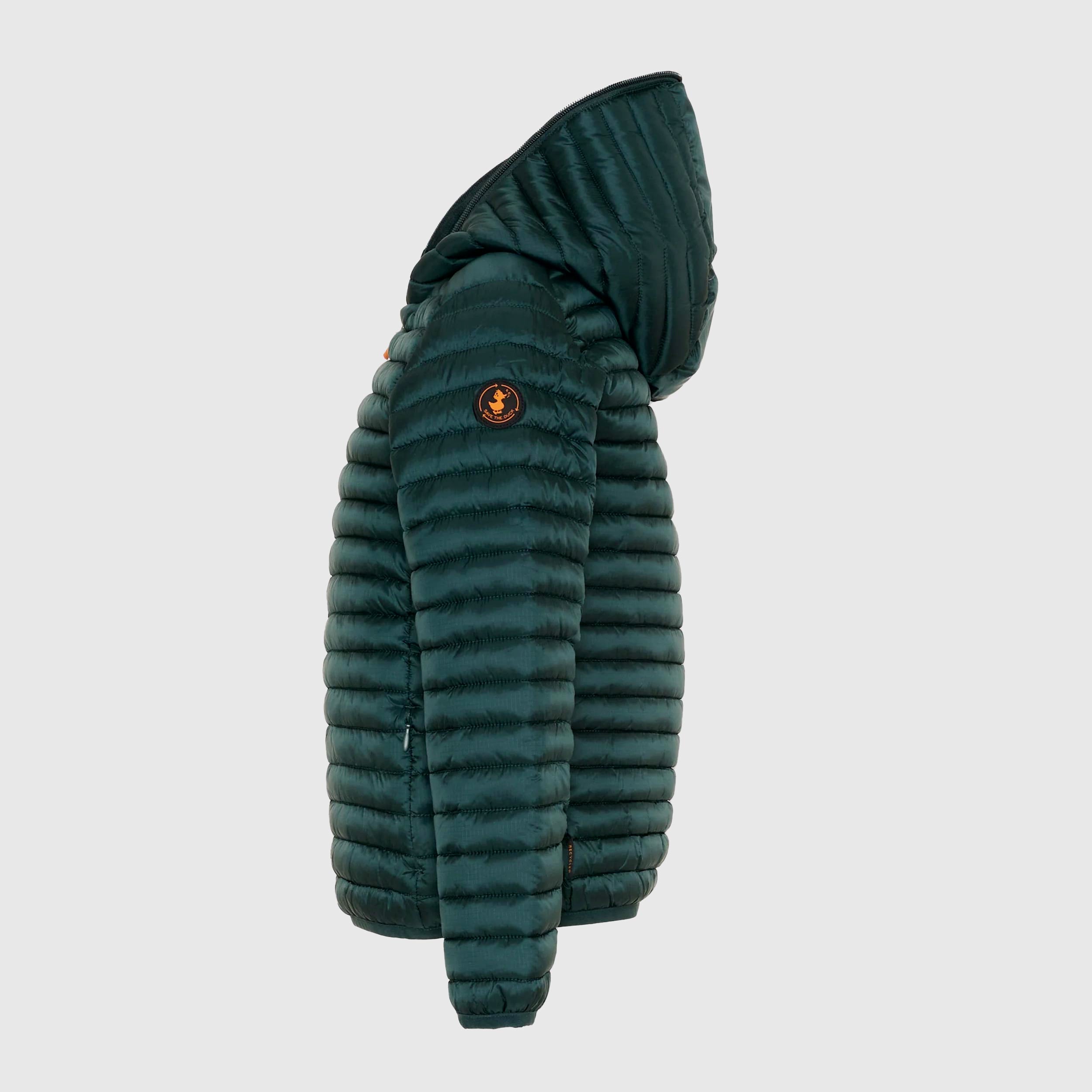Green Down Jacket Raz with Branded Details SAVE THE DUCK