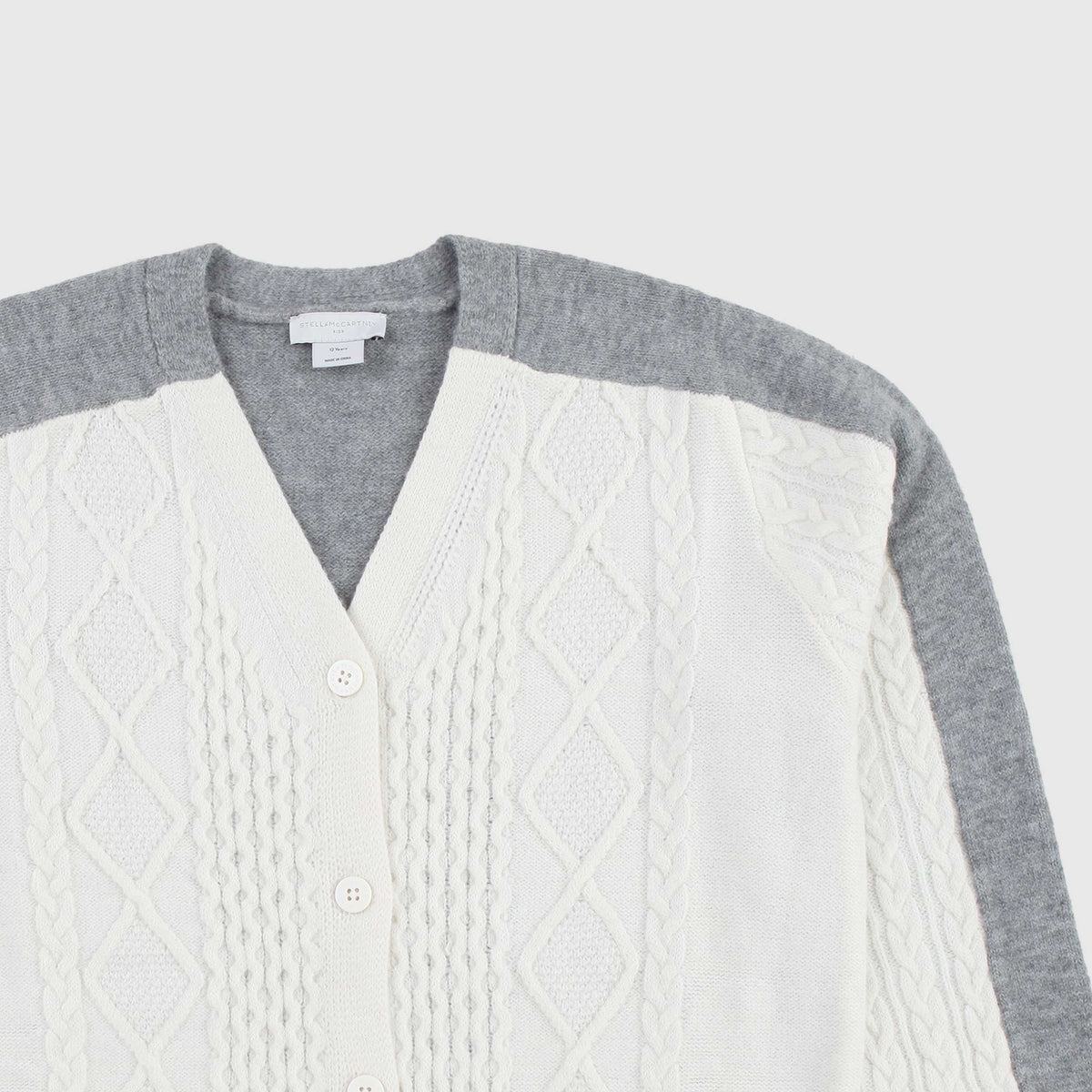 Cardigan Bicolore Latte e Grigio per Ragazza by STELLA MCCARTNEY