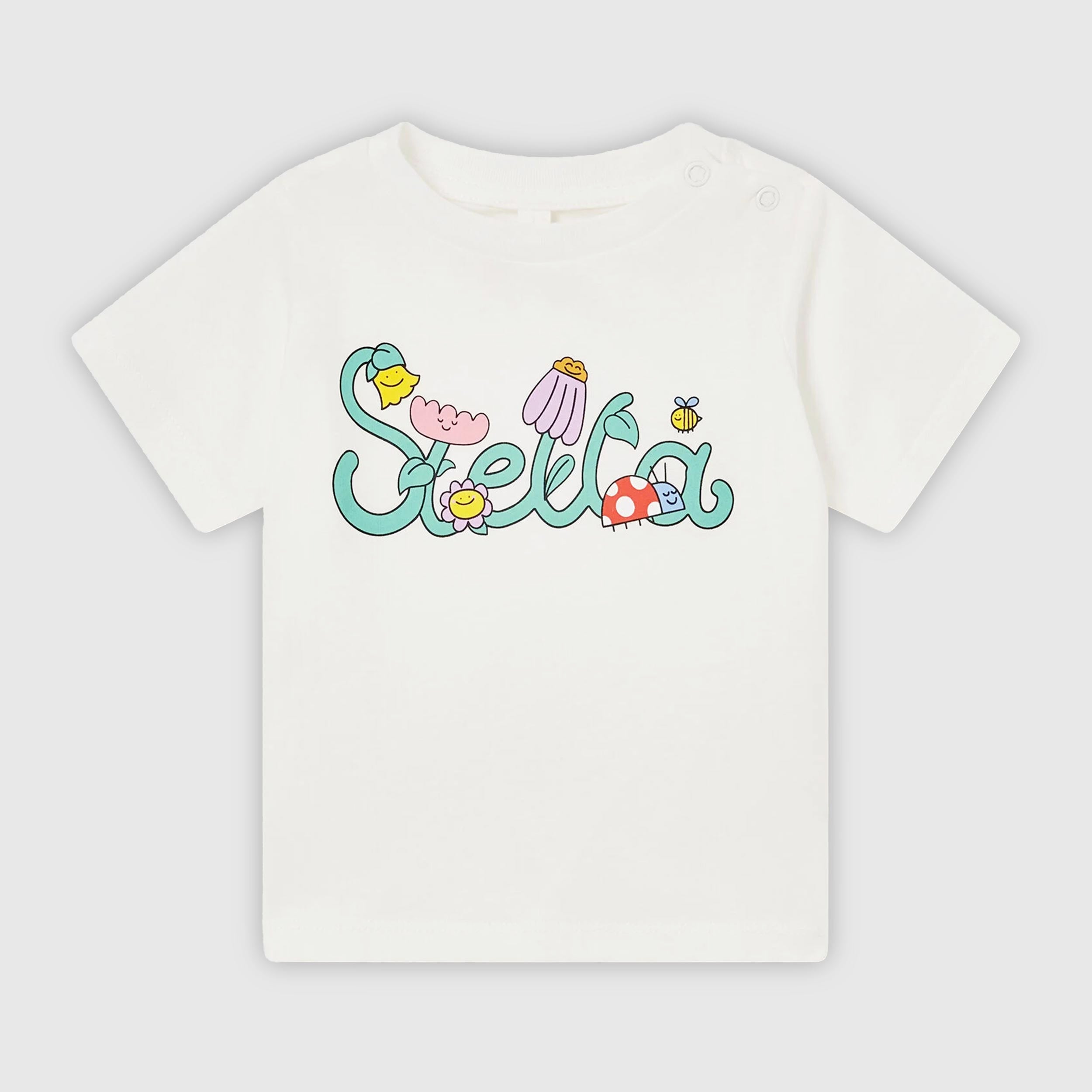 White T-shirt with Green Print by STELLA MCCARTNEY