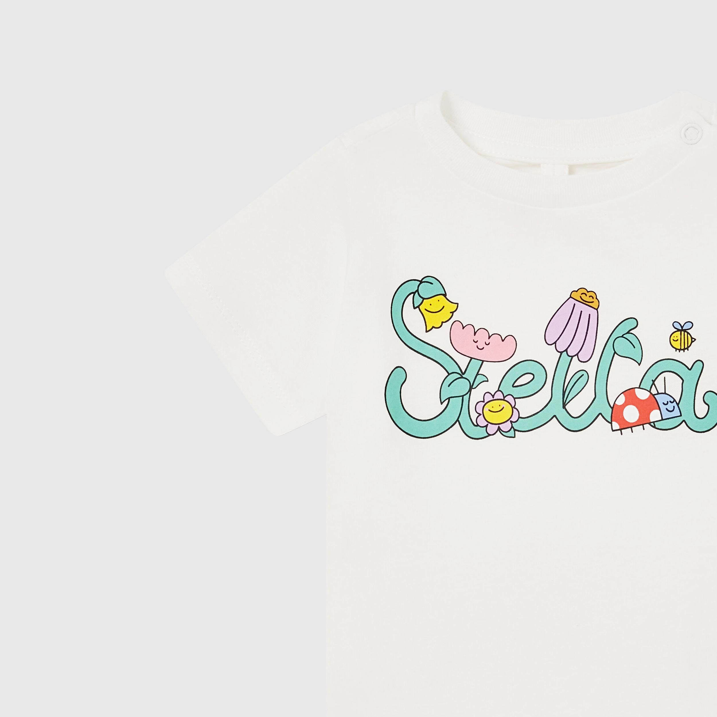 White T-shirt with Green Print by STELLA MCCARTNEY