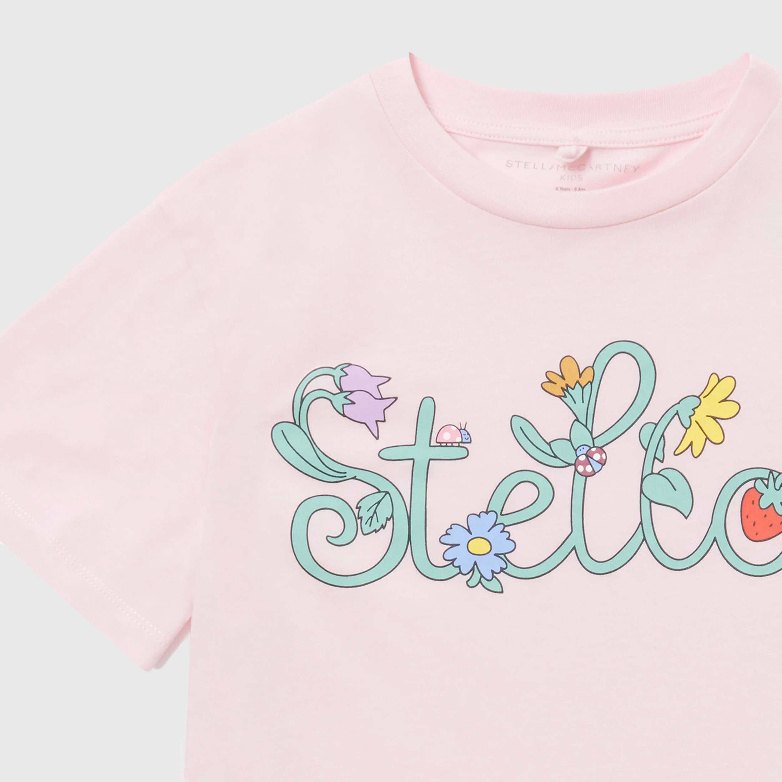 Pink T-shirt with Green Print by STELLA MCCARTNEY