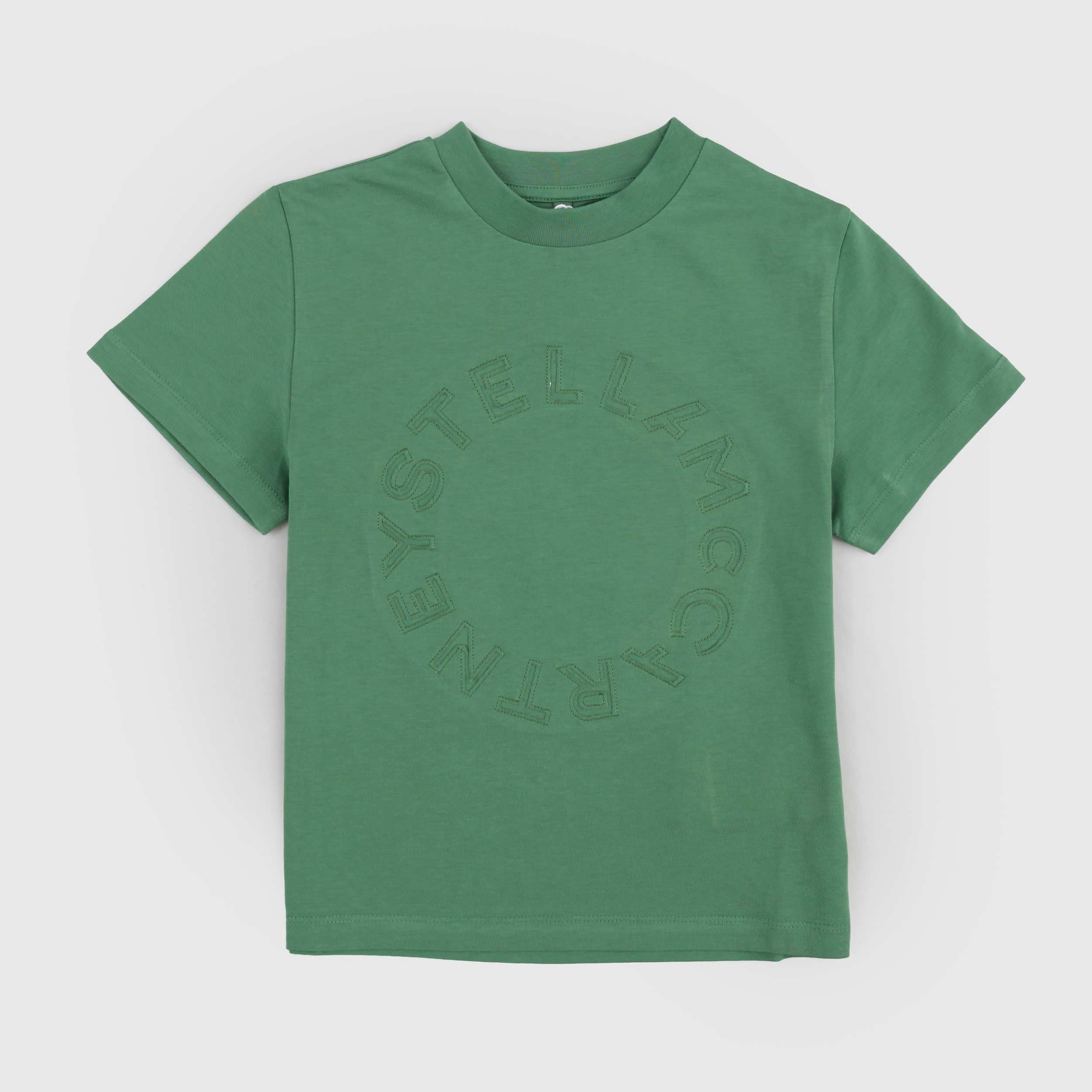 Green T-shirt with tone-on-tone writing by STELLA MCCARTNEY