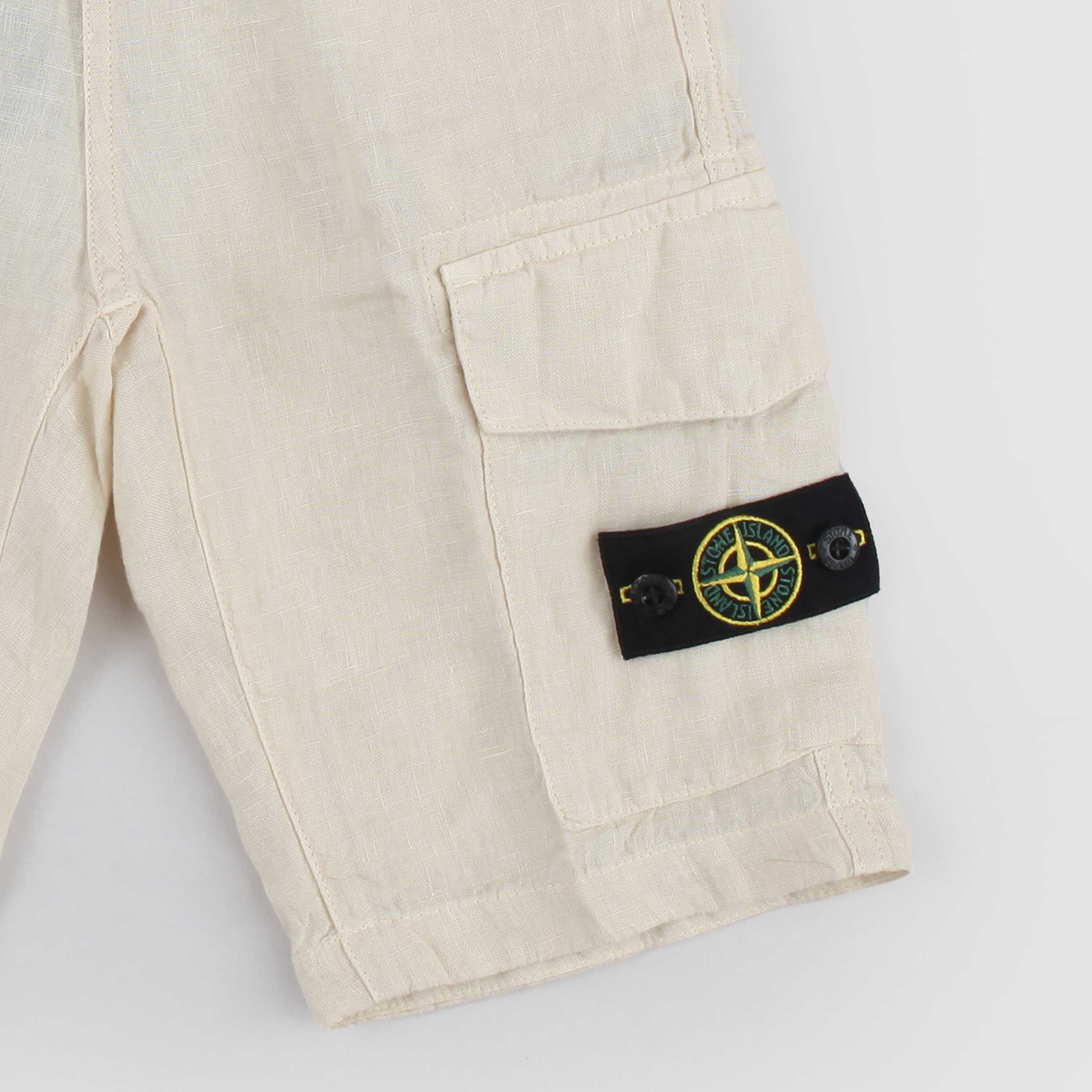 Sand Bermuda Shorts with Iconic Tag by STONE ISLAND