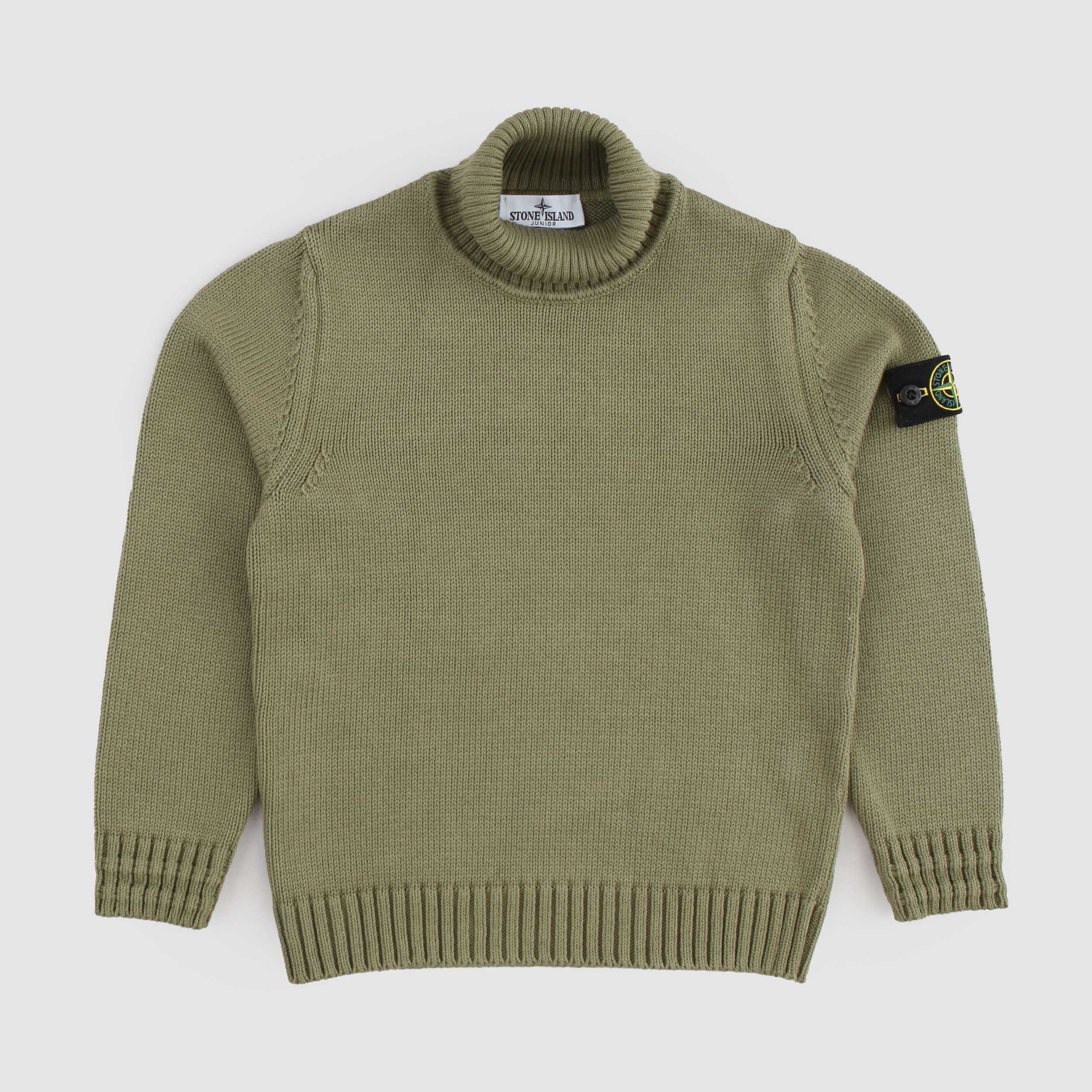 Green Turtleneck with Iconic Tag for Boy By STONE ISLAND