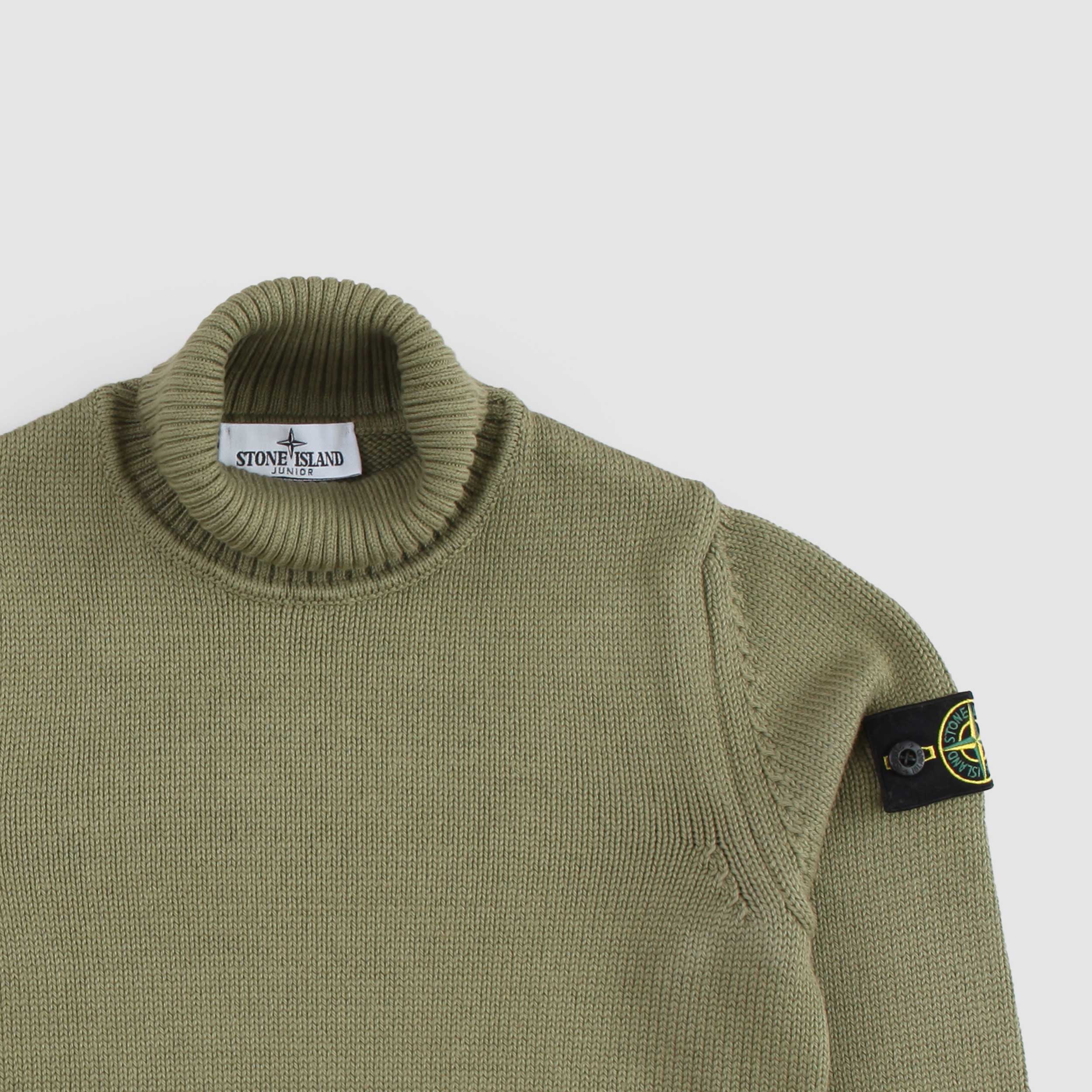 Green Turtleneck with Iconic Tag for Boy By STONE ISLAND