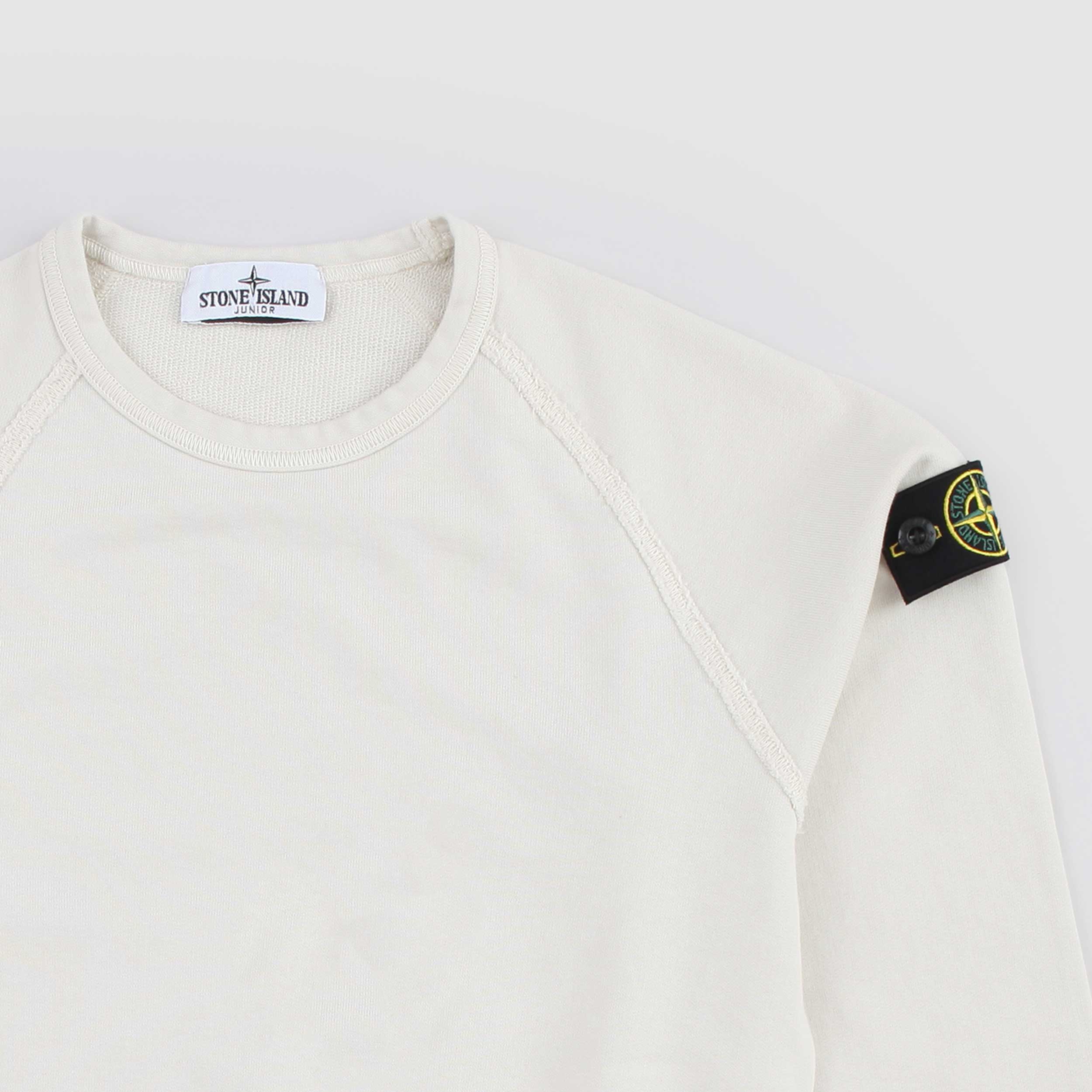 Felpa Beige con Iconica Targhetta Firmata STONE ISLAND