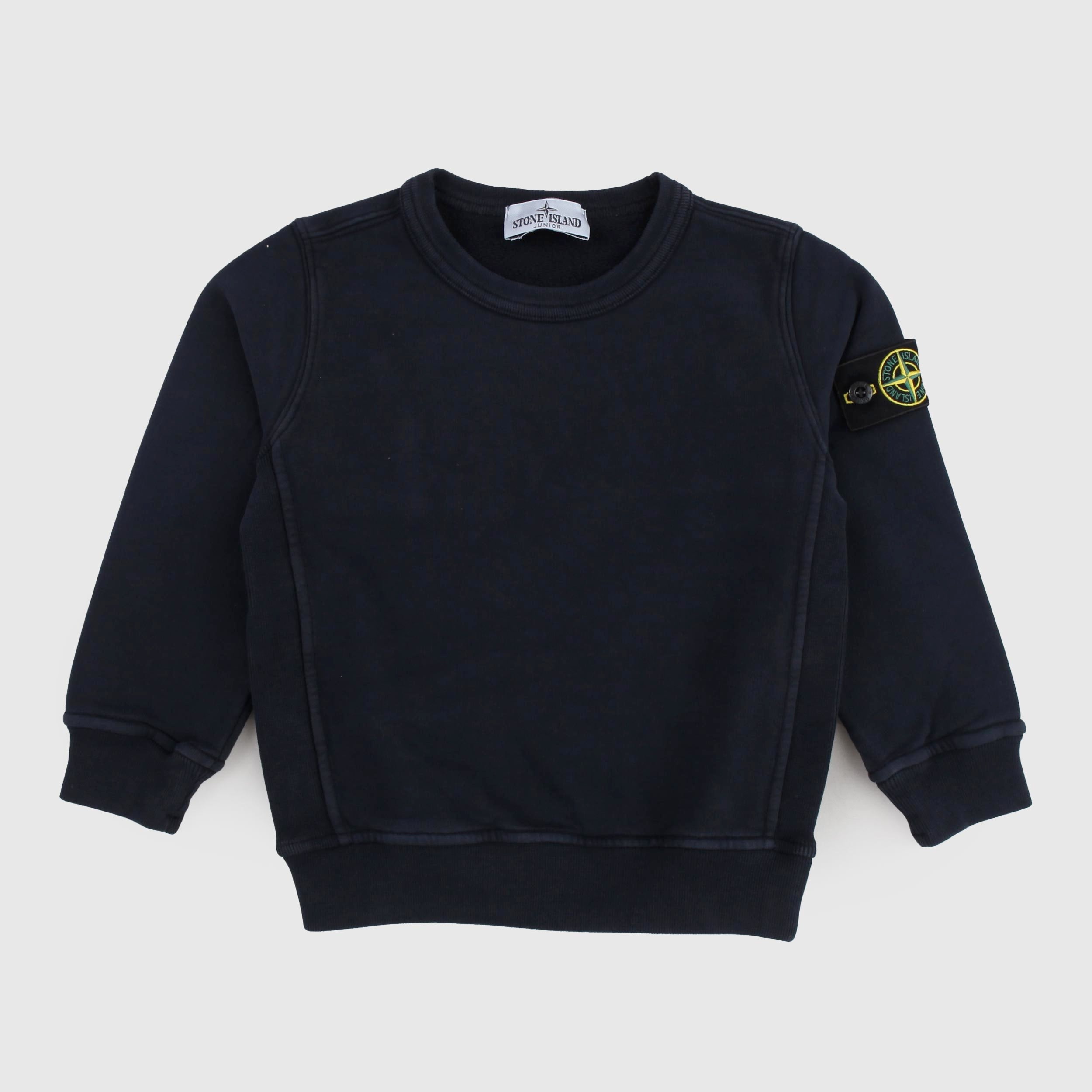 Felpa Girocollo Blu Navy con Targhetta Firmato STONE ISLAND