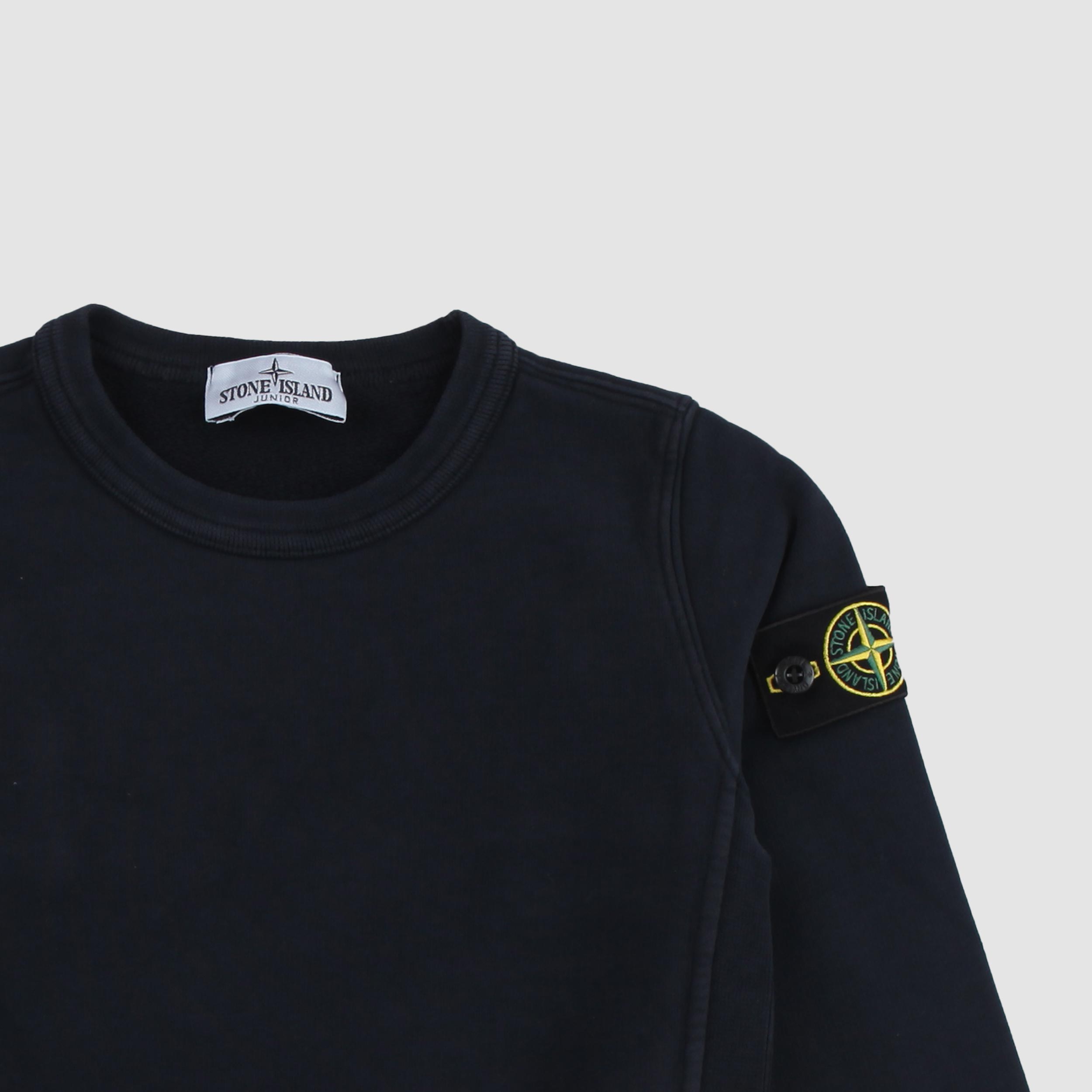 Felpa Girocollo Blu Navy con Targhetta Firmato STONE ISLAND