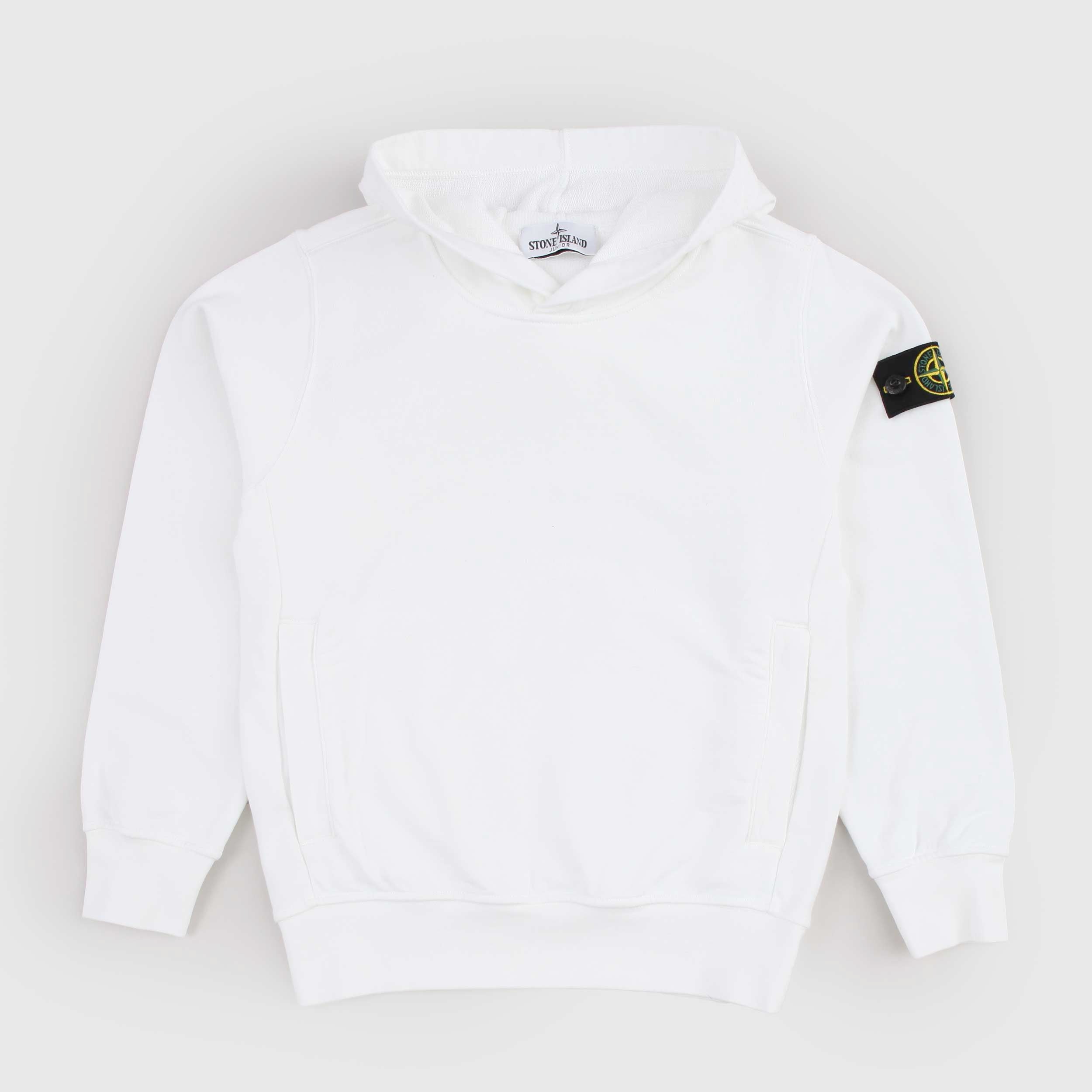 Felpa Bianca con Cappuccio Firmata STONE ISLAND