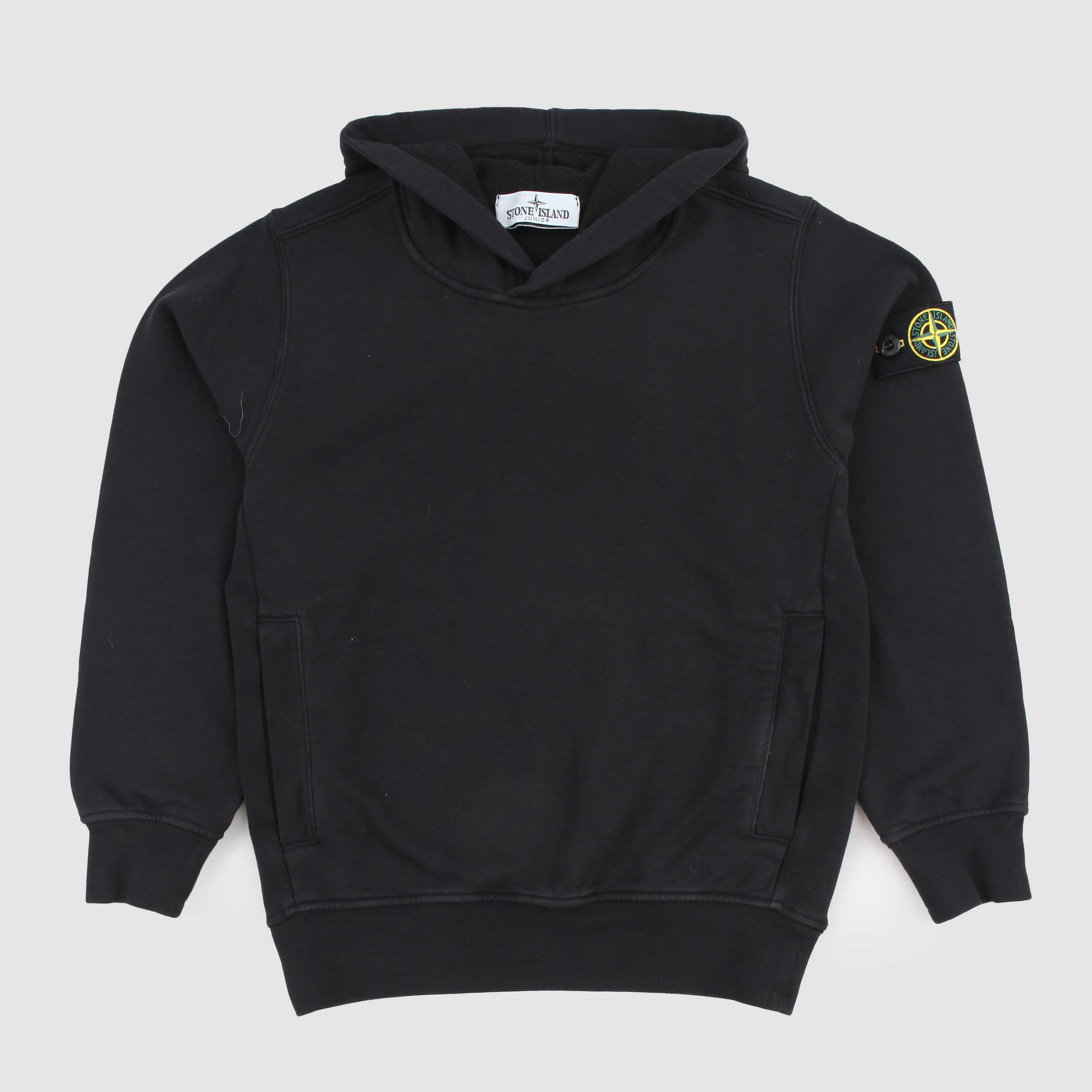 Felpa Nera con Cappuccio e Logo Firmata STONE ISLAND