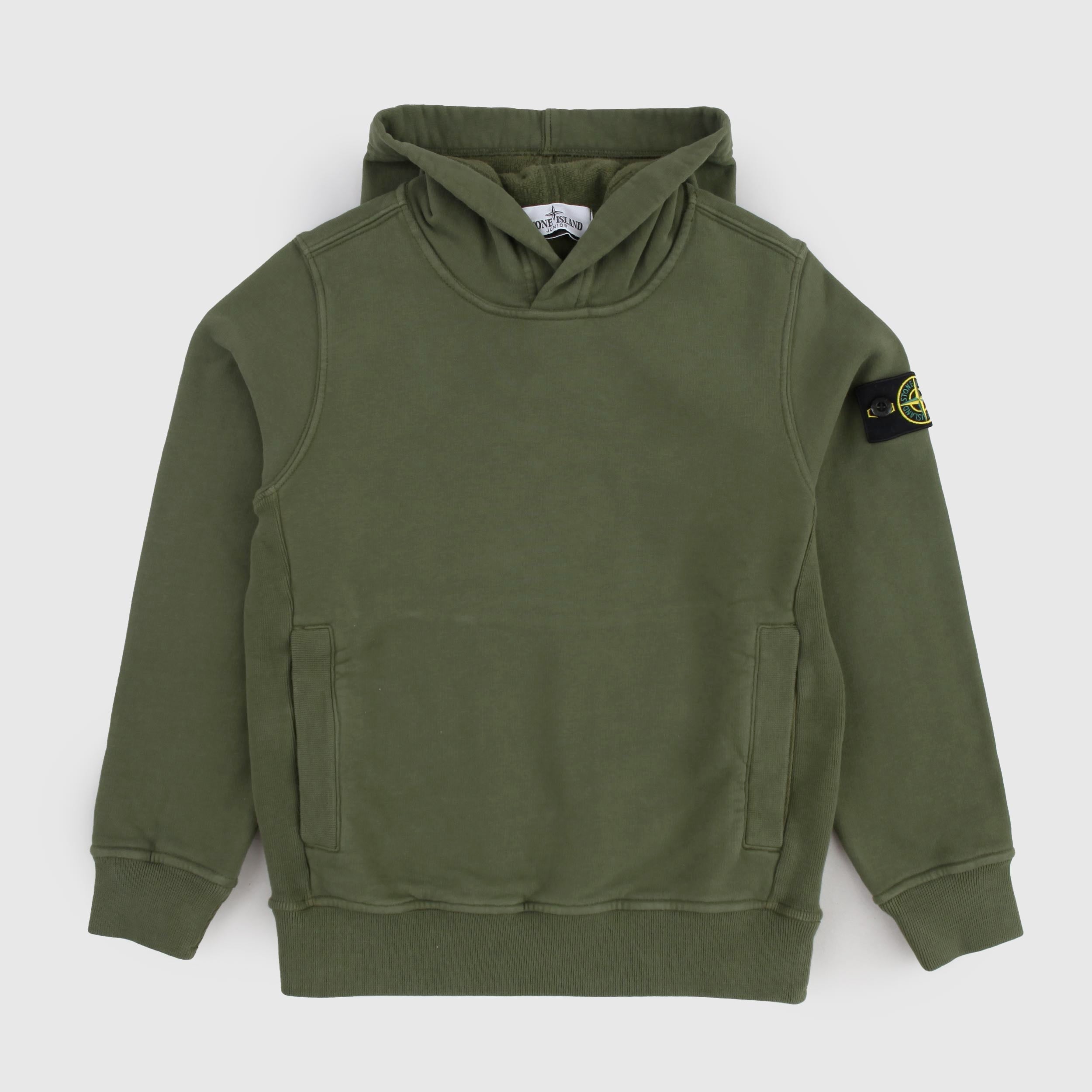 Felpa Verde Oliva con Cappuccio e Targhetta By STONE ISLAND