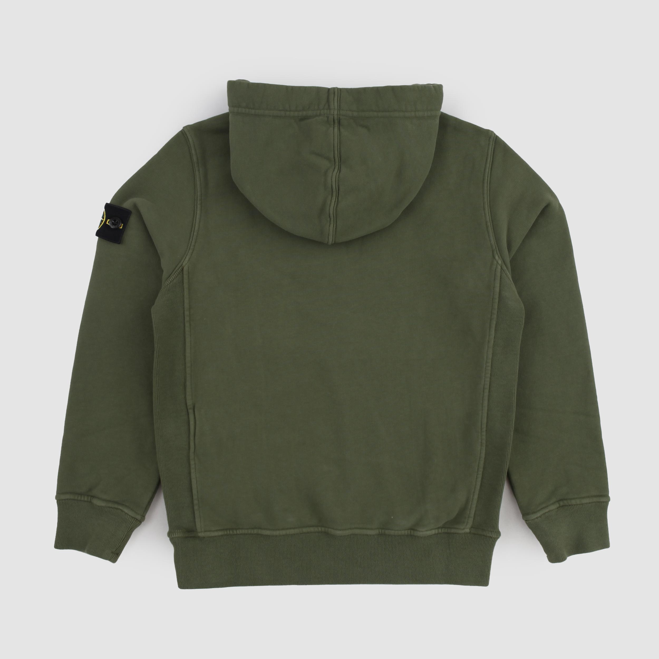 Felpa Verde Oliva con Cappuccio e Targhetta By STONE ISLAND