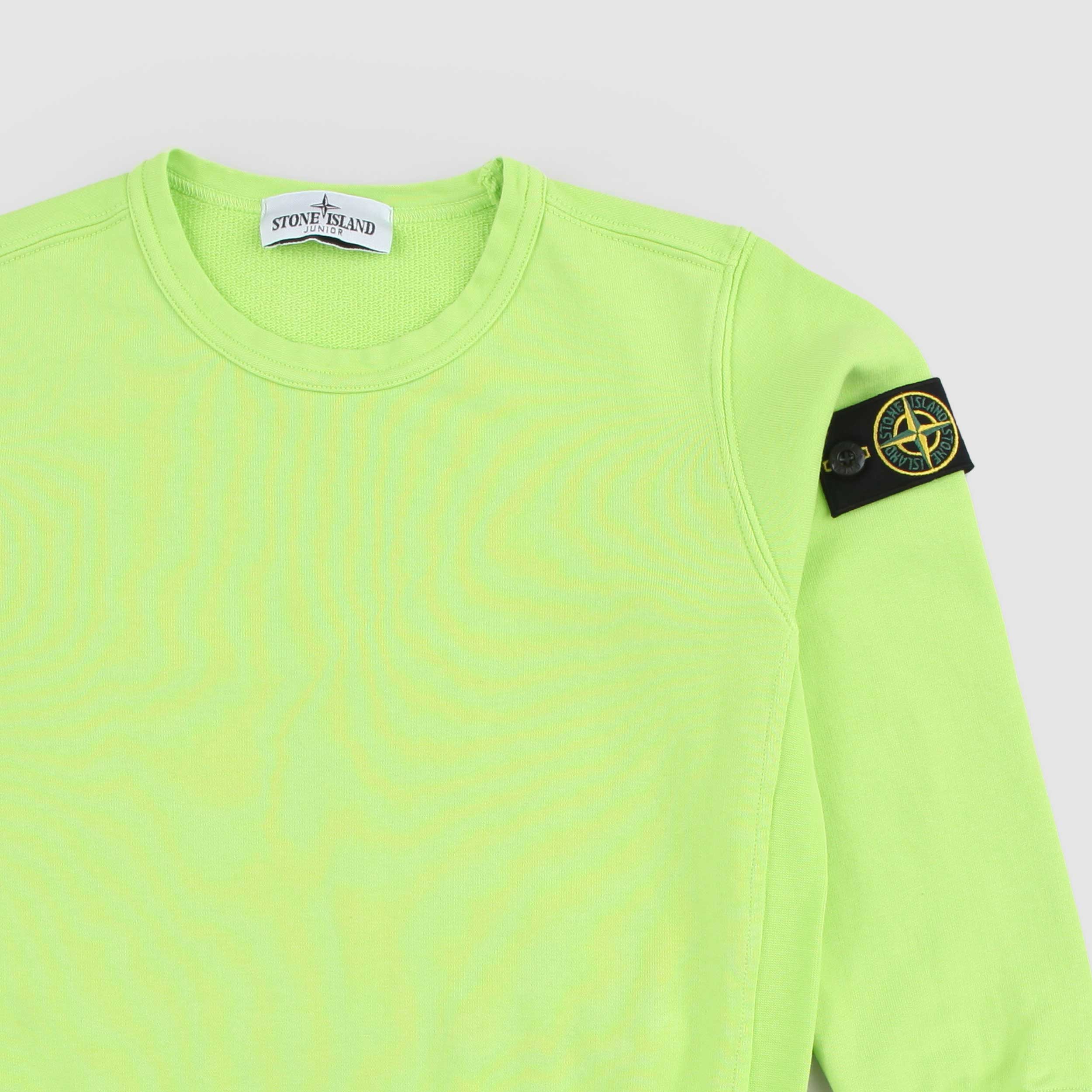 Felpa Girocollo Verde Fluo Firmata STONE ISLAND