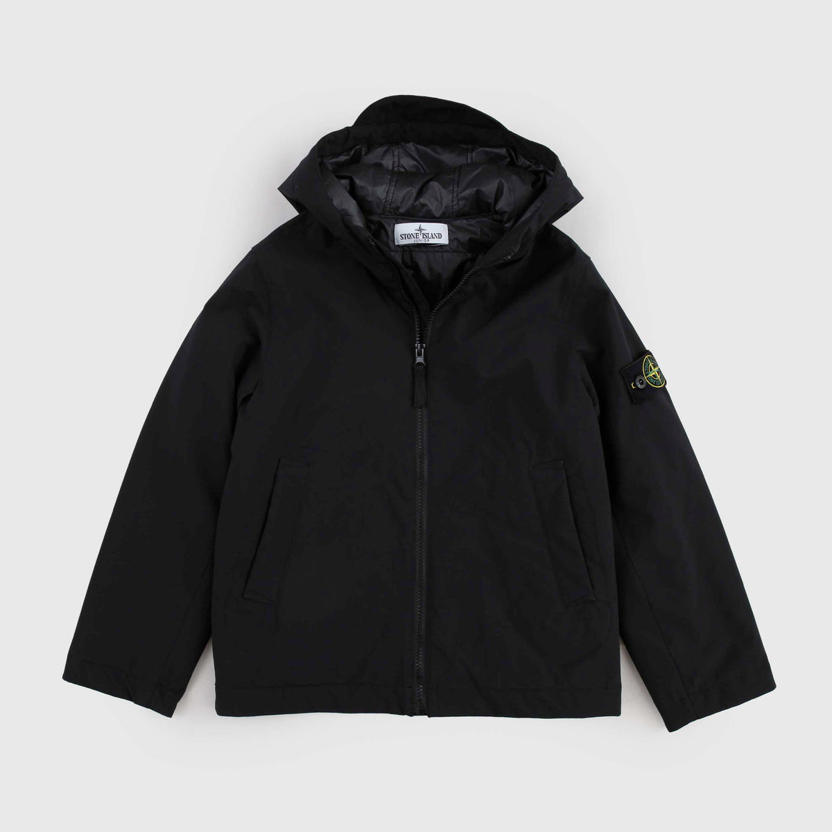 Black Jacket with Patch Logo for Boy STONE ISLAND