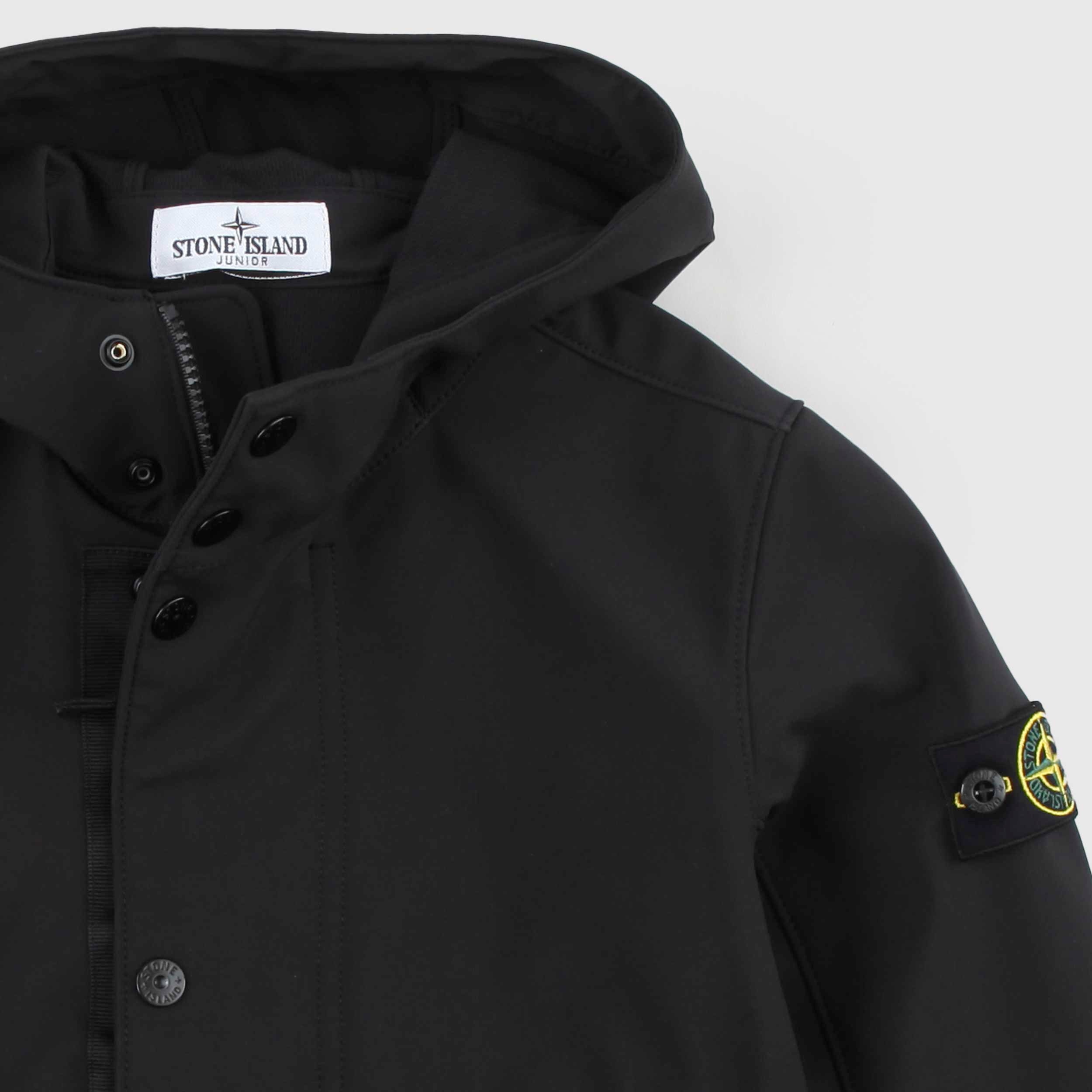 Giubbino Nero con Targhetta Iconica sulla Manica Firmato STONE ISLAND