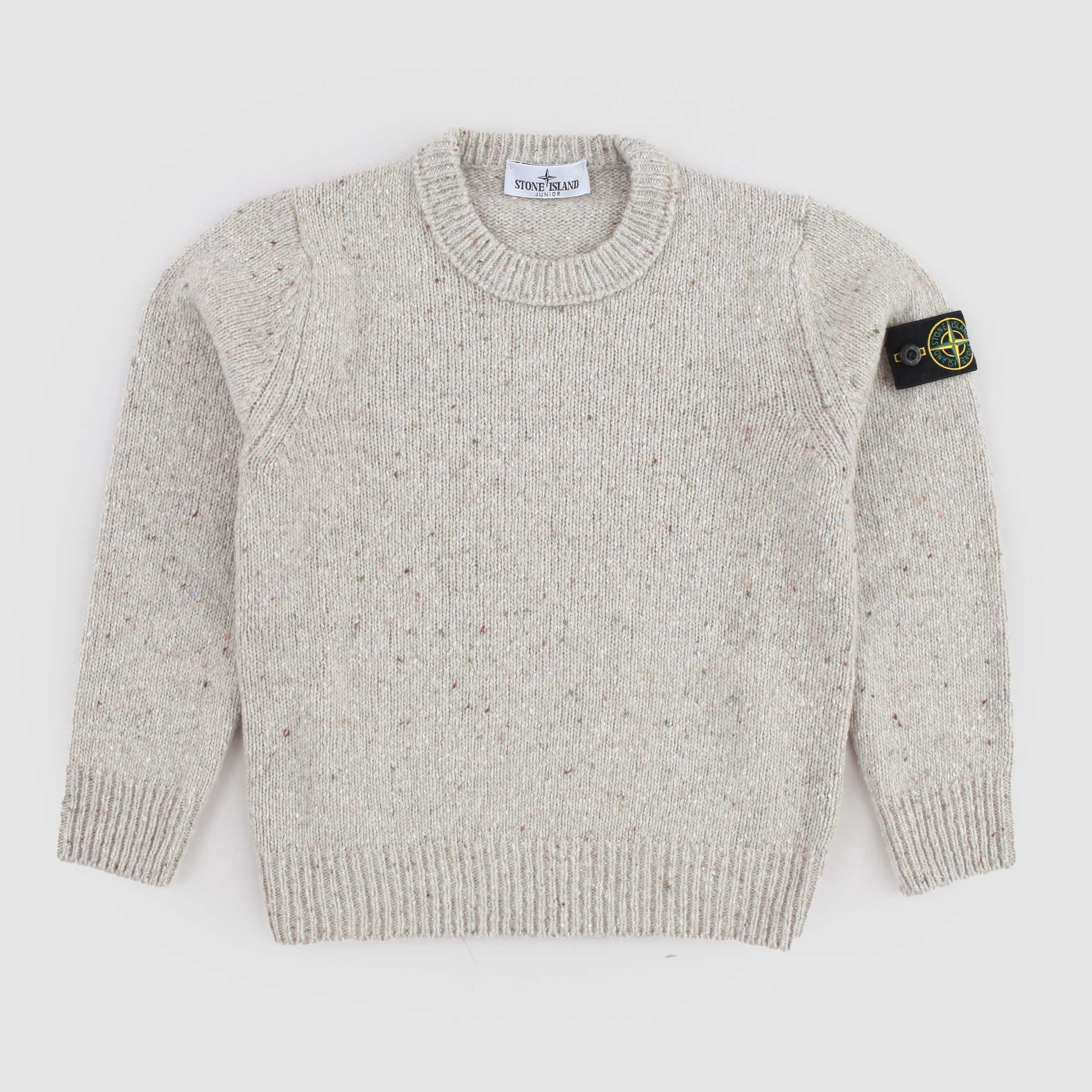Maglioncino Beige Melangiato con Targhetta By STONE ISLAND