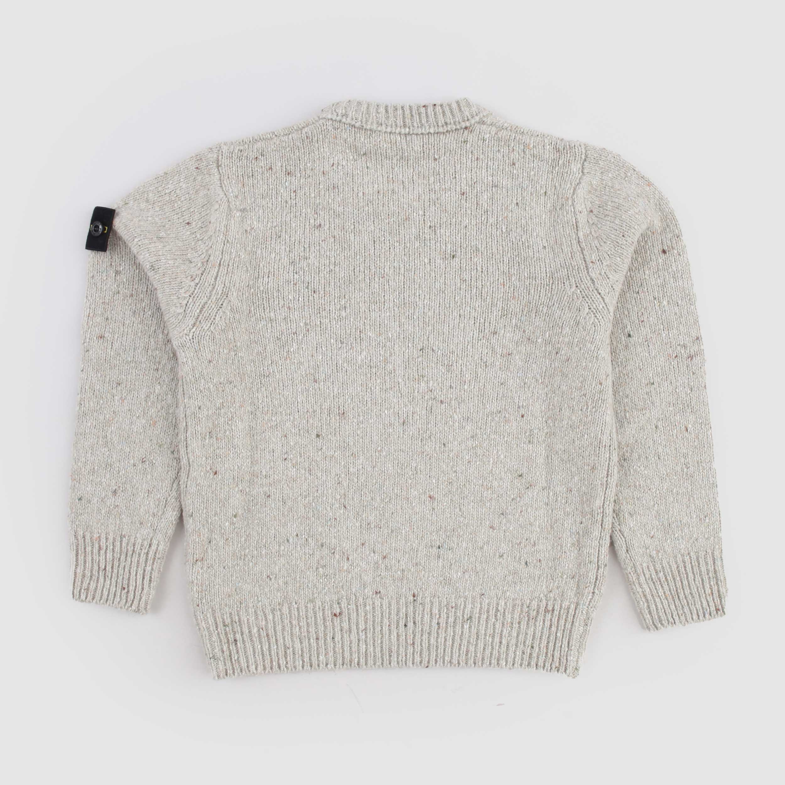 Maglioncino Beige Melangiato con Targhetta By STONE ISLAND