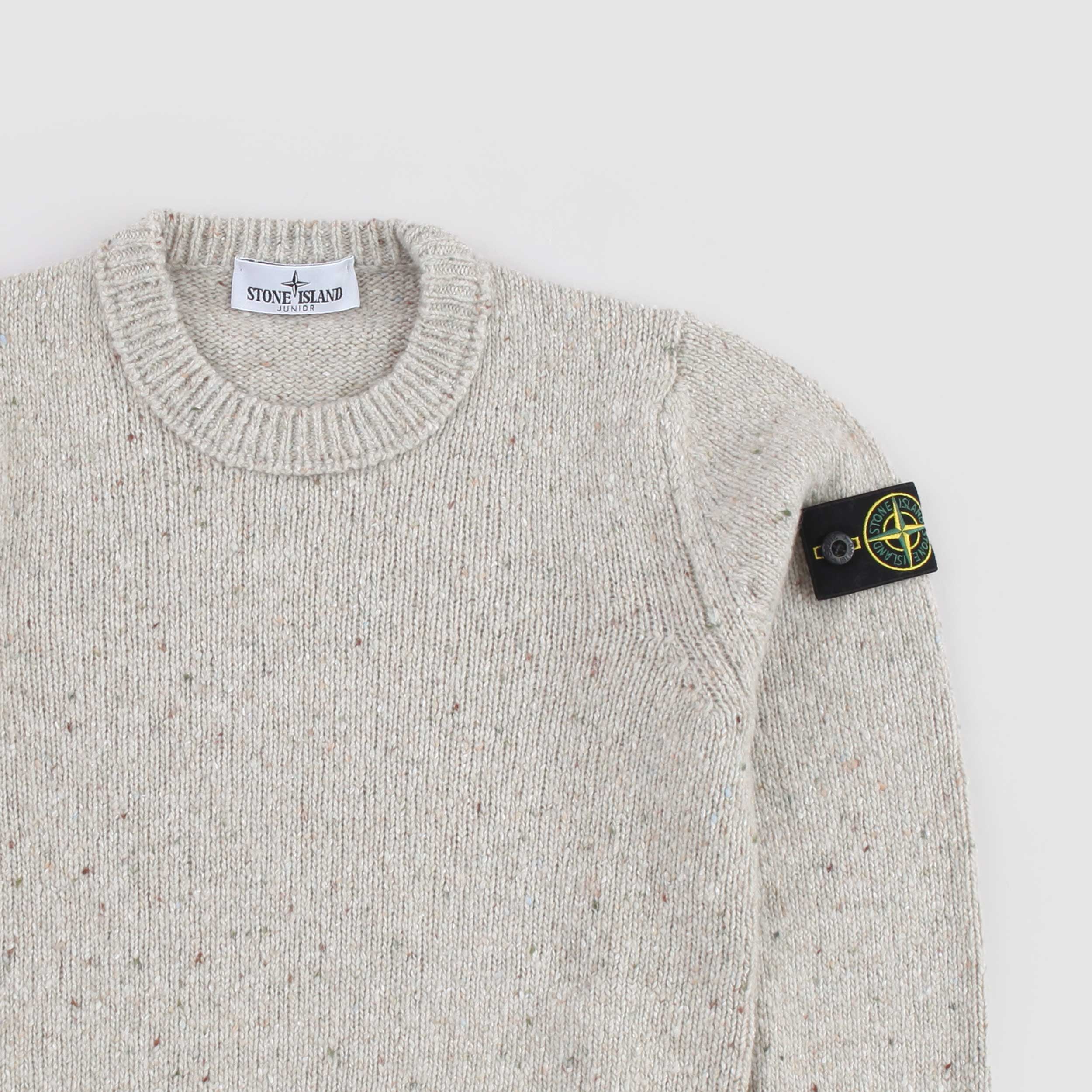 Maglioncino Beige Melangiato con Targhetta By STONE ISLAND