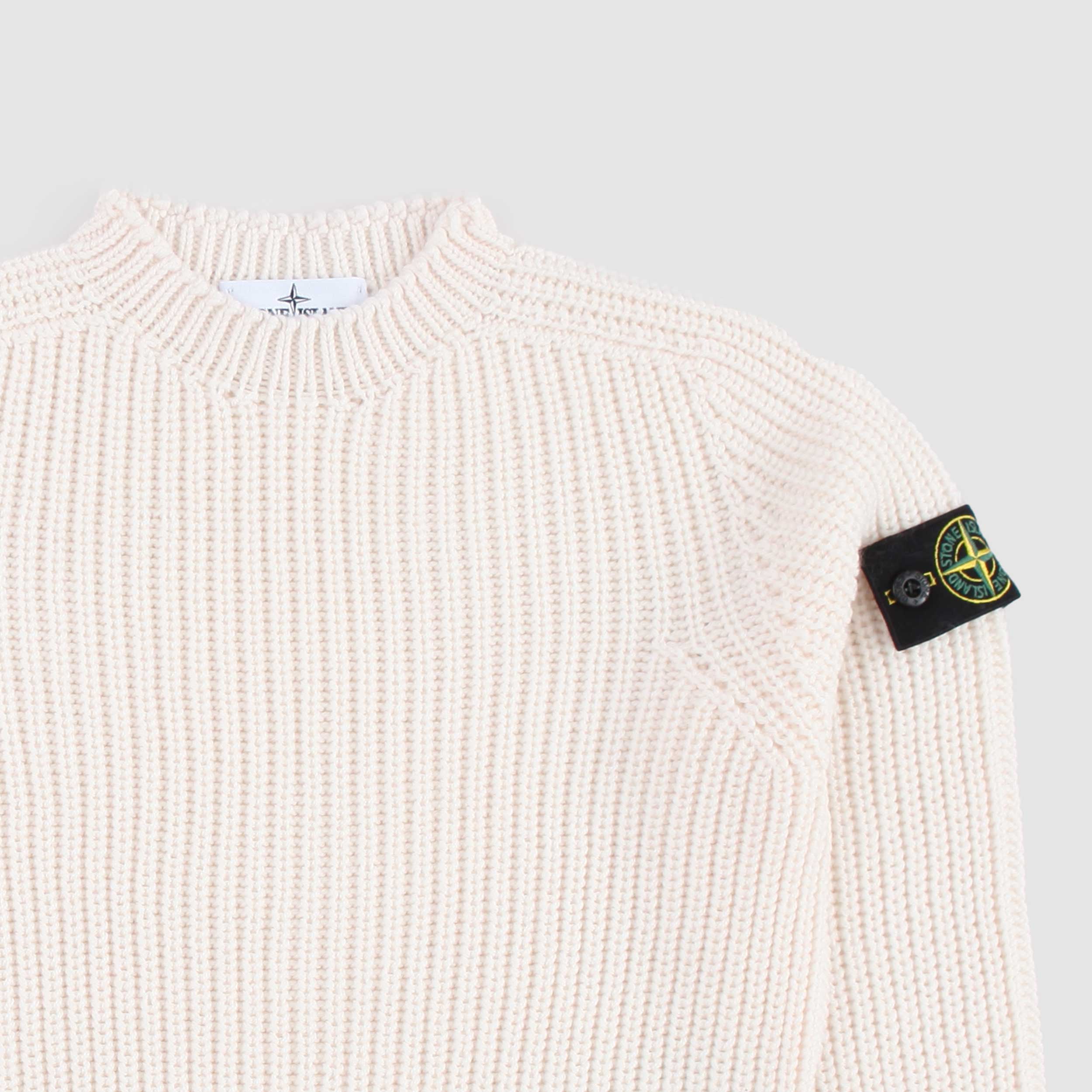 Virgin Wool Cream T-Shirt for Boy By STONE ISLAND