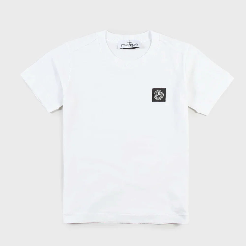 T-shirt Bianca con Targhetta a Contrasto in Rilievo By STONE ISLAND
