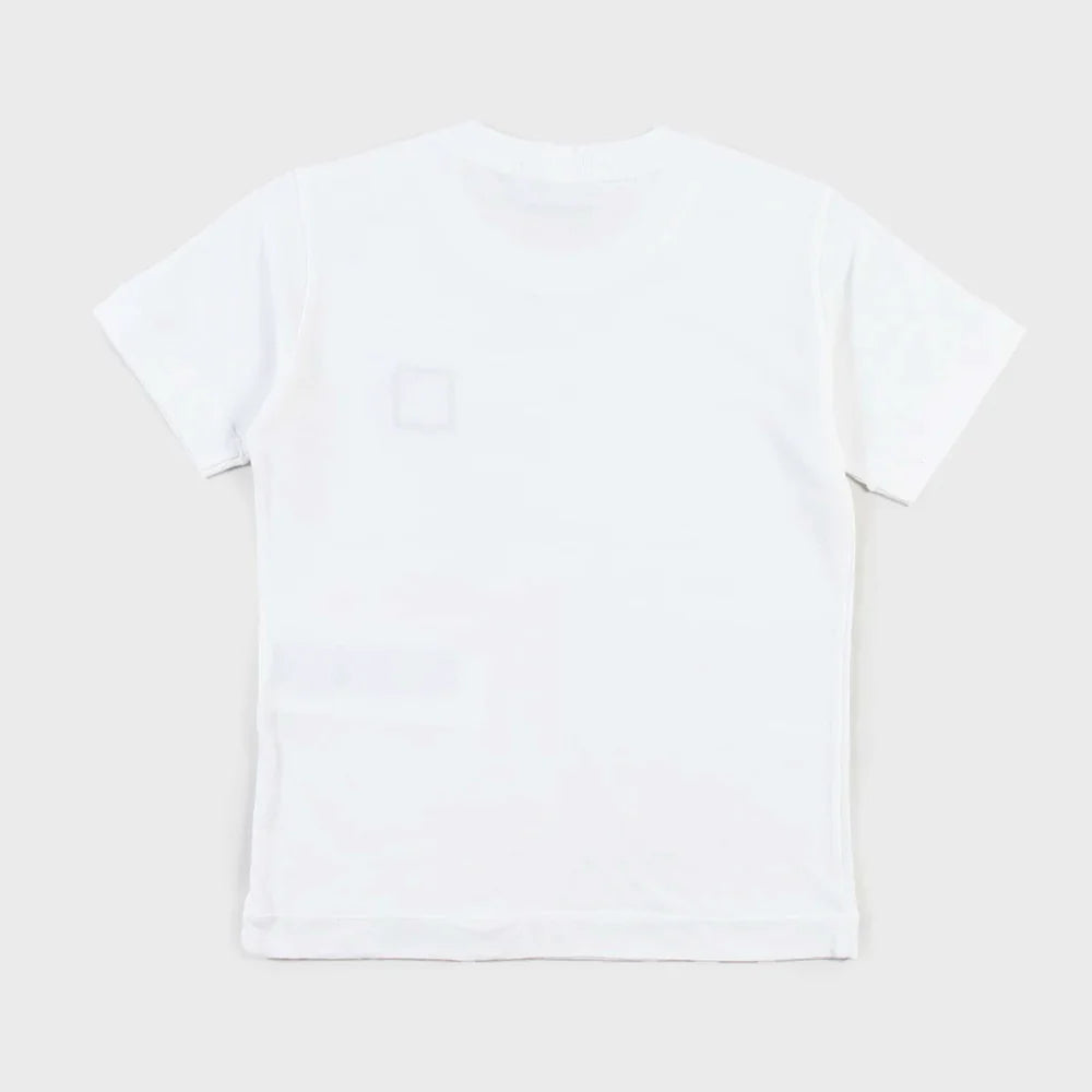 T-shirt Bianca con Targhetta a Contrasto in Rilievo By STONE ISLAND