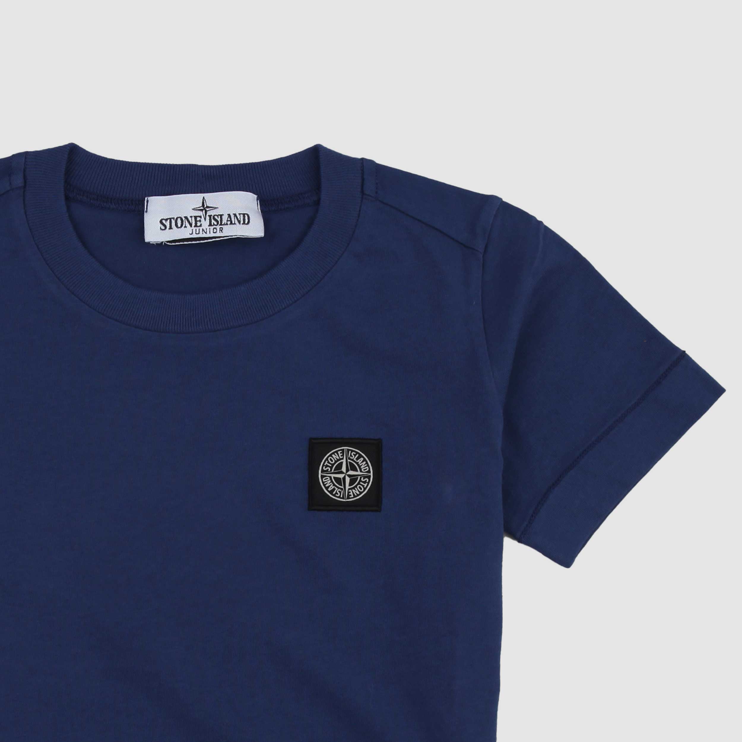 Indigo T-shirt with Black STONE ISLAND Signature Tag