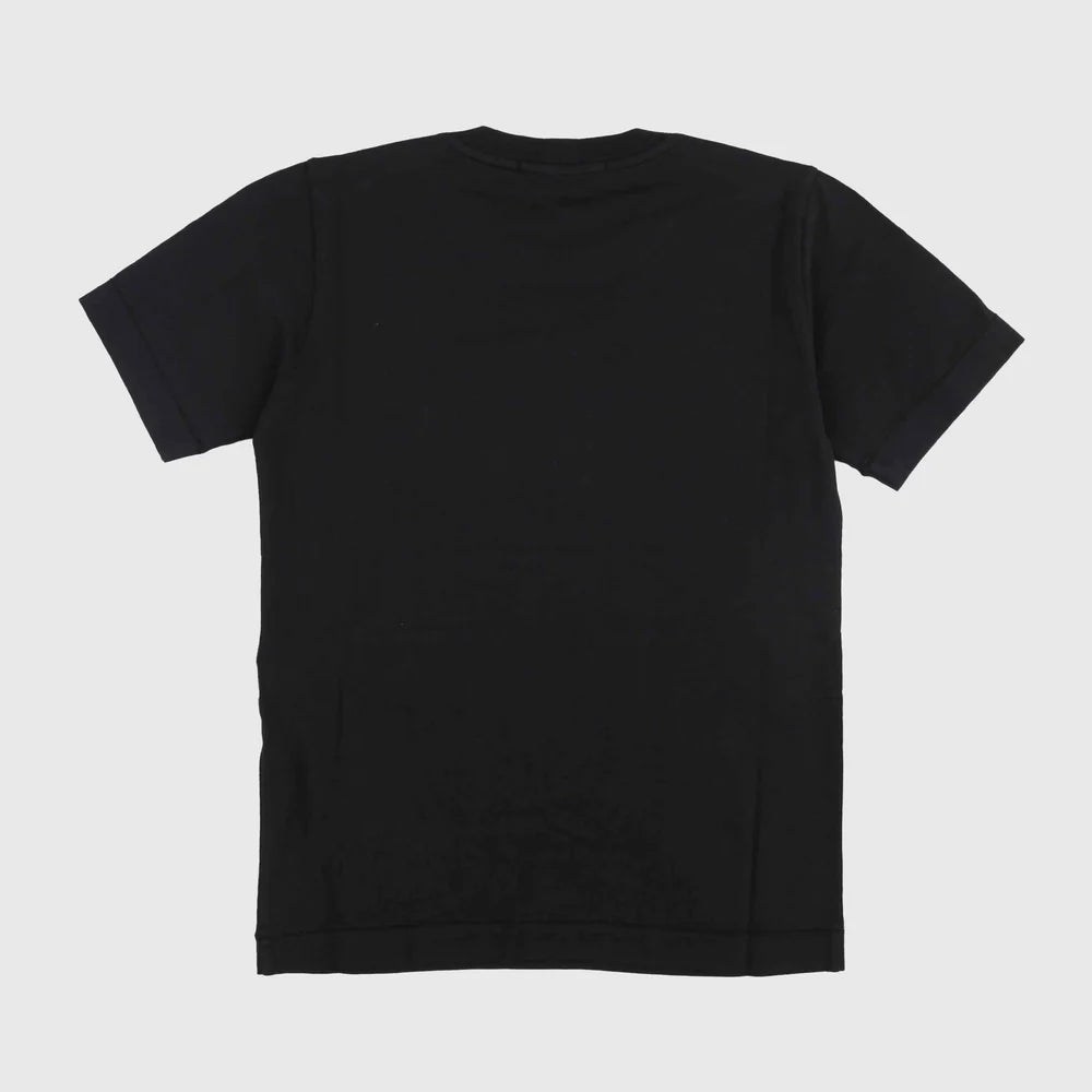 T-shirt Nera con Targhetta in Rilievo Tono su Tono By STONE ISLAND
