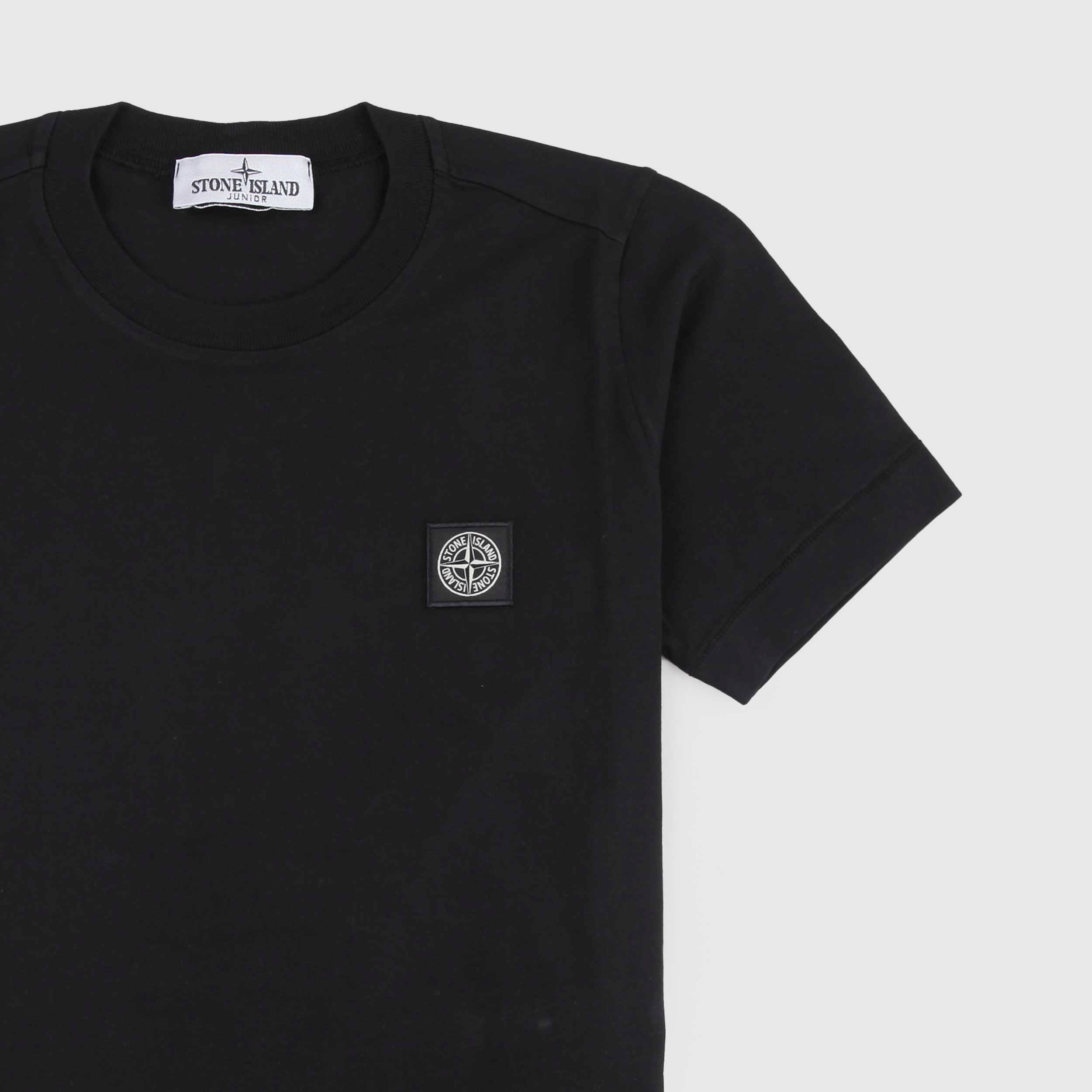 Black T-Shirt with Tonal STONE ISLAND Signature Tag