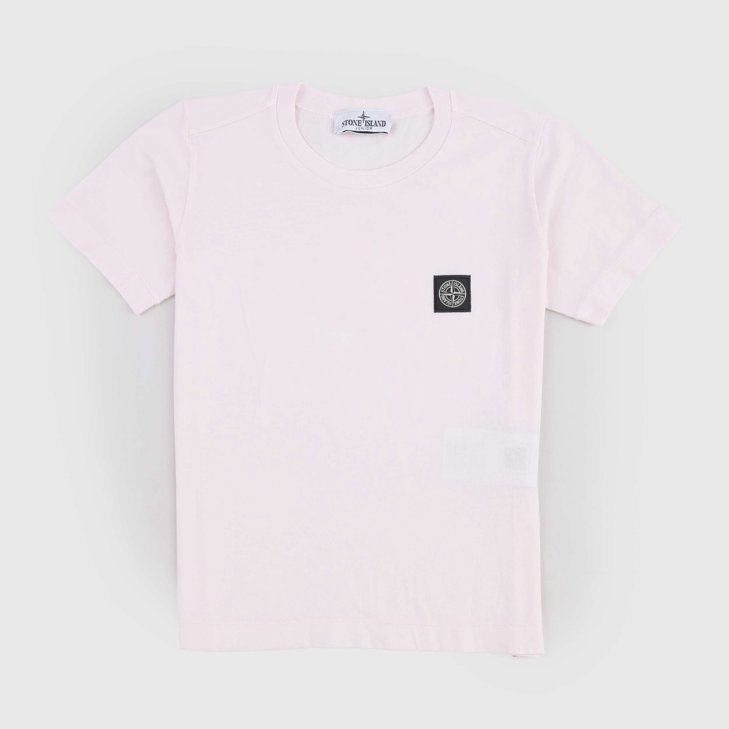 Pink T-shirt with Black STONE ISLAND Logo Patch
