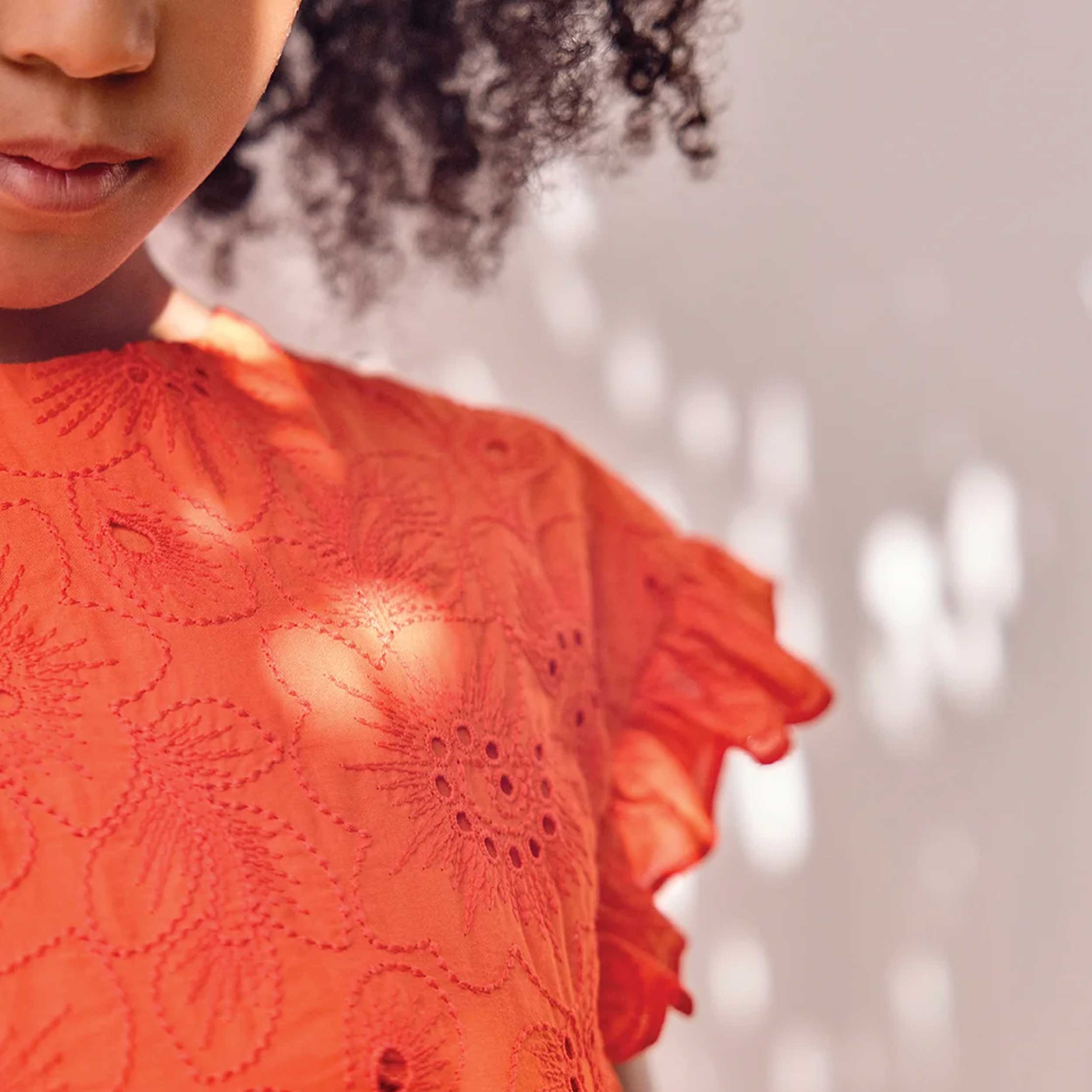 Orange Dress in Sangallo Fabric by TARTINE ET CHOCOLAT