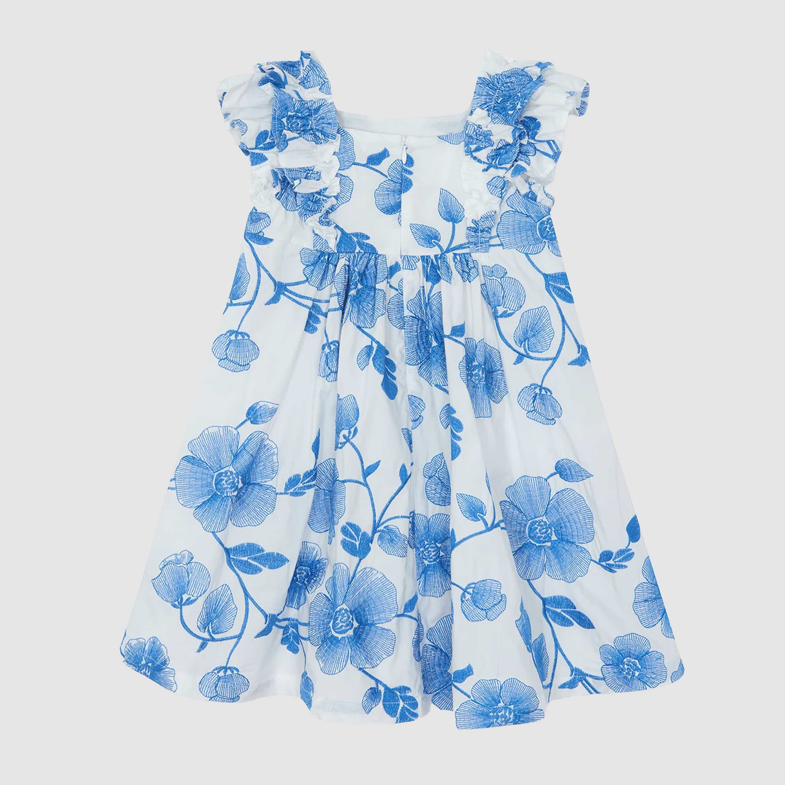 White and Light Blue Patterned Dress by TARTINE ET CHOCOLAT
